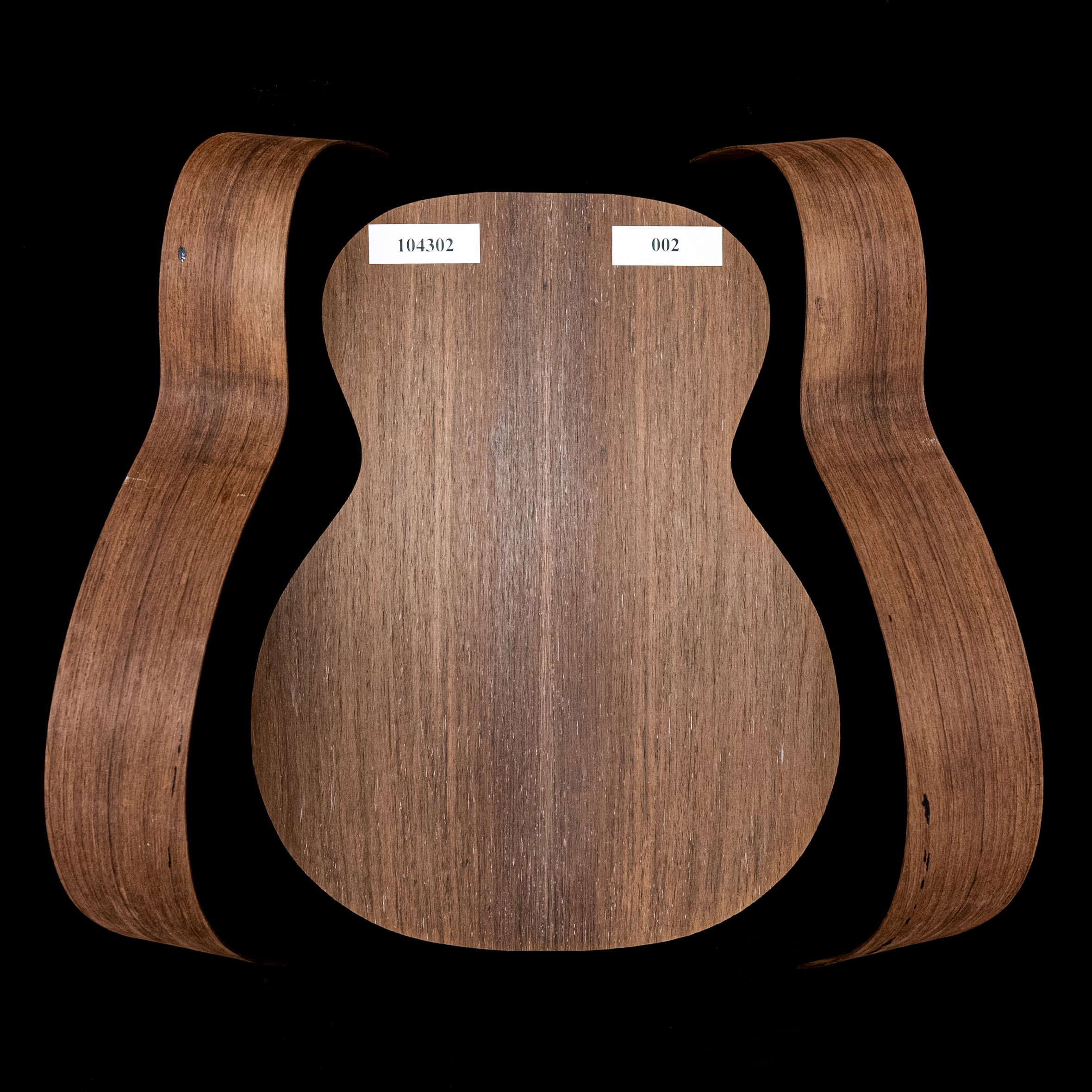 Ensemble palissandre Madagascar joint dans le dos + paire d’éclisses pliées pour guitare OM - 002