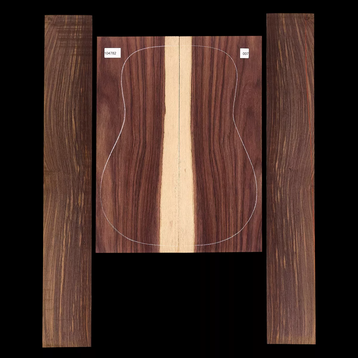 Arrière et paire d’éclisses en palissandre indien exotique - 007 Arrière et paire d’éclisses en palissandre indien exotique - 007