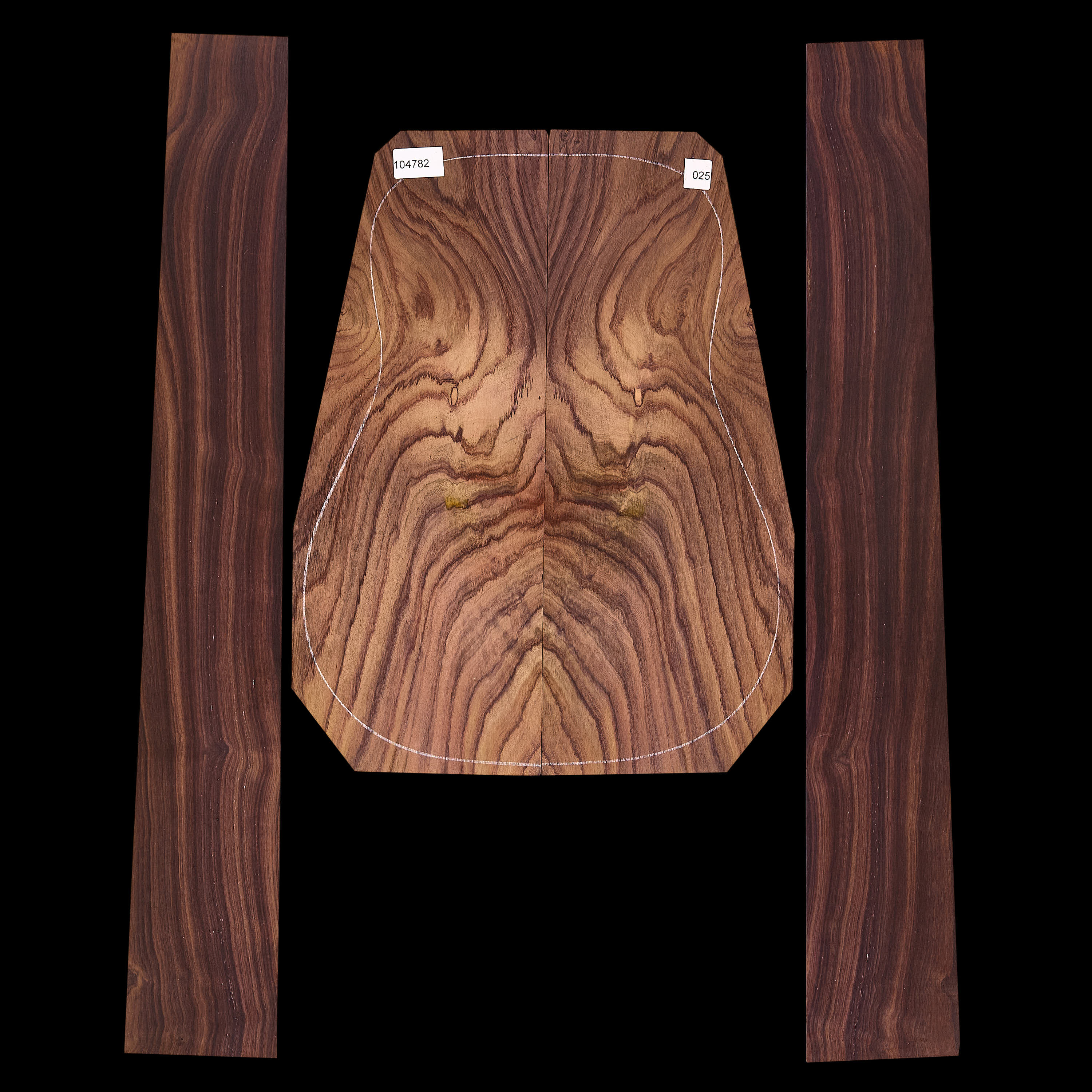 Arrière et paire d’éclisses en palissandre indien exotique - 025