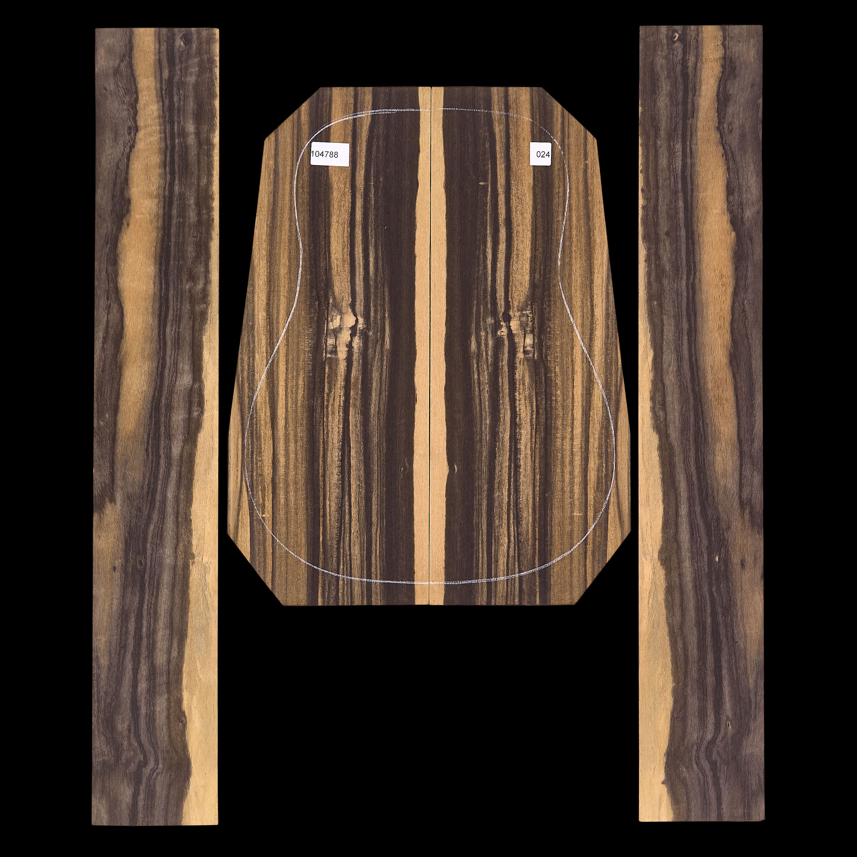 Ensemble dos et côtés ébène en crêpe - 024 Ensemble dos et côtés ébène en crêpe - 024