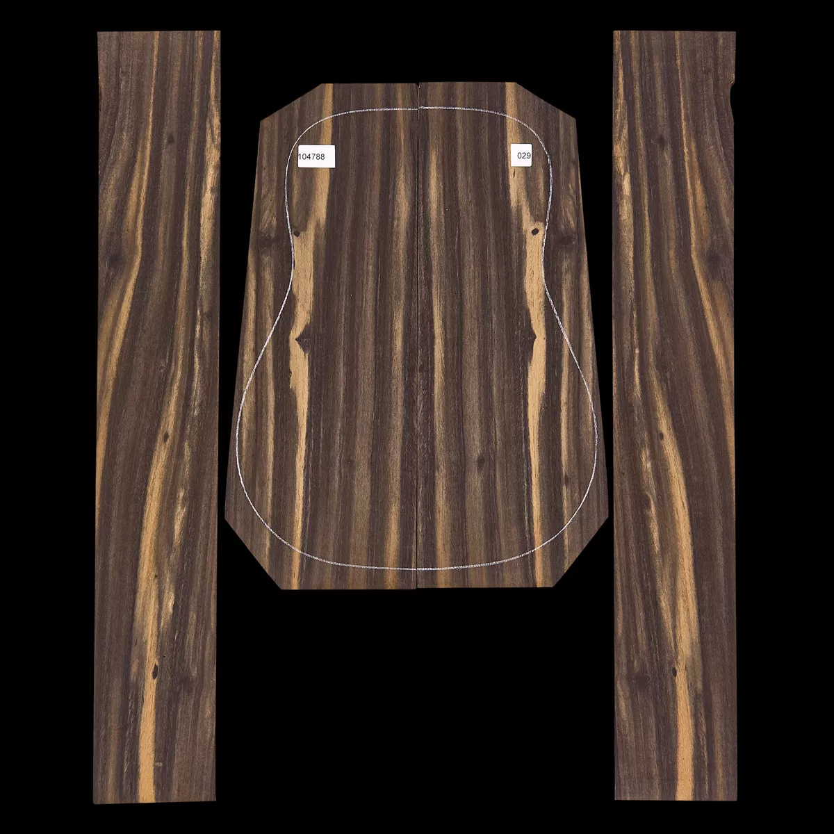 Ensemble dos et côtés ébène en crêpe - 0,9 Ensemble dos et côtés ébène en crêpe - 0,9