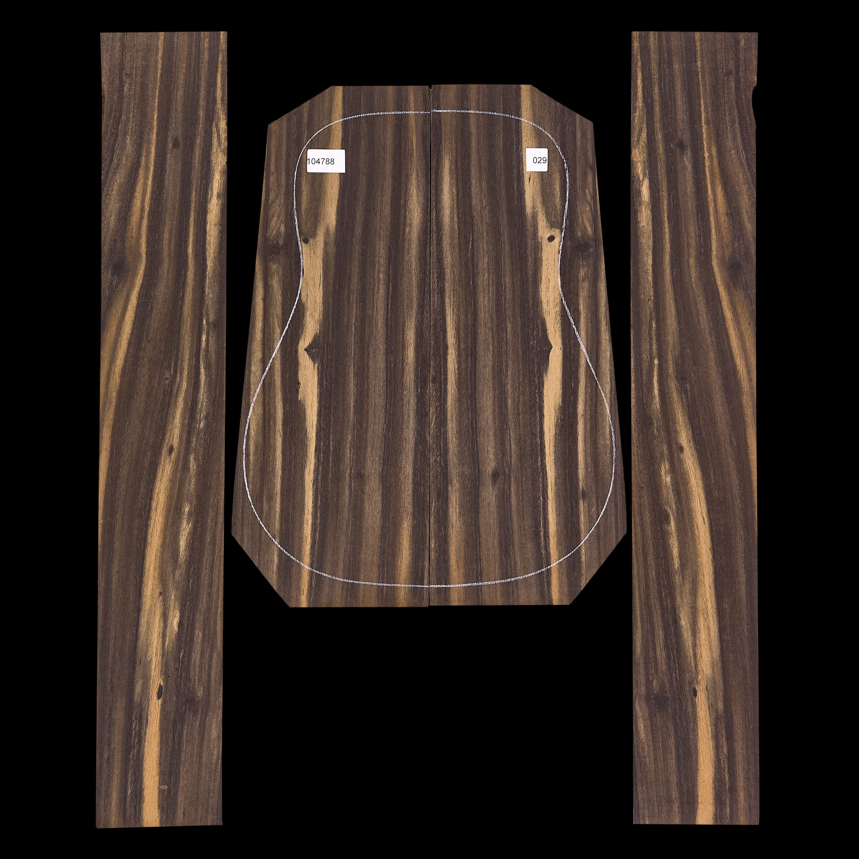 Ensemble dos et côtés ébène en crêpe - 029 Ensemble dos et côtés ébène en crêpe - 029