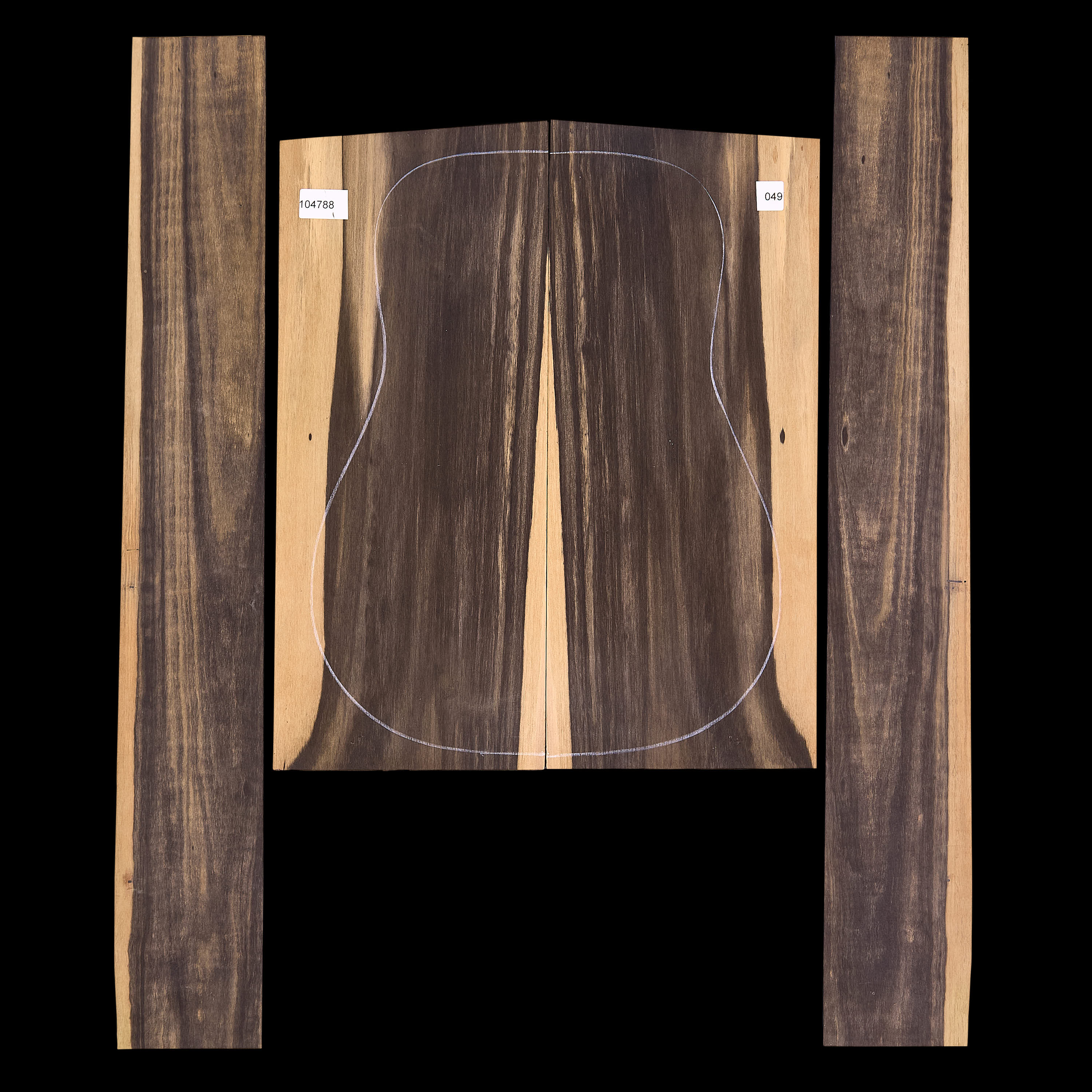 Ensemble dos et côtés ébène en crêpe - 049 Ensemble dos et côtés ébène en crêpe - 049