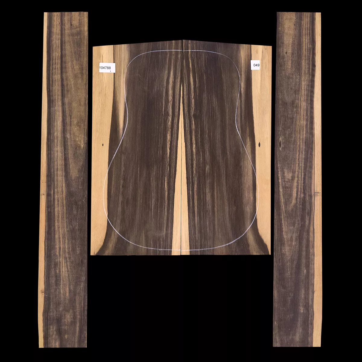 Ensemble dos et côtés ébène en crêpe - 0,9 Ensemble dos et côtés ébène en crêpe - 0,9