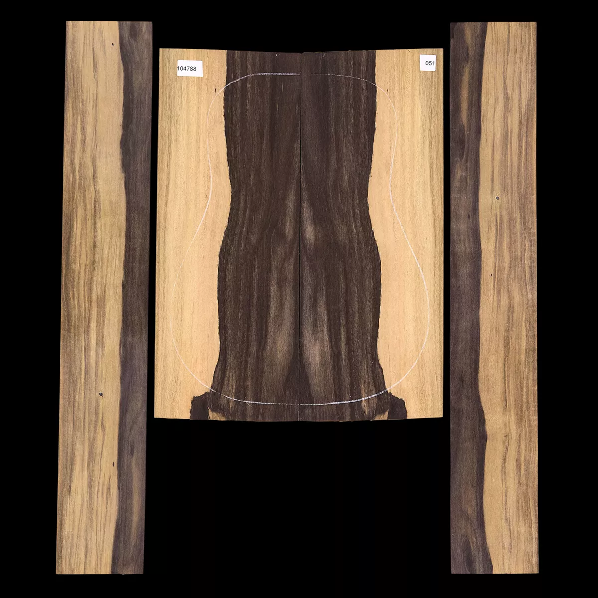 Ensemble dos et côtés ébène en crêpe - 0,1 Ensemble dos et côtés ébène en crêpe - 0,1