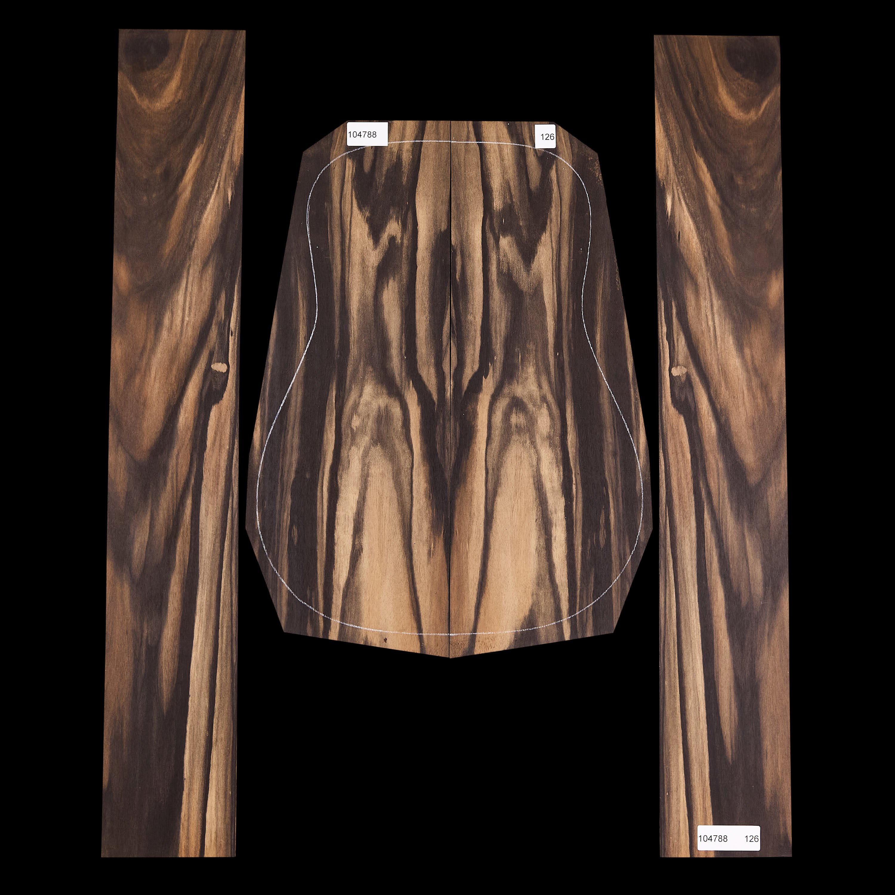 Arrière et paire d’éclisses en crêpe Ébène - 126