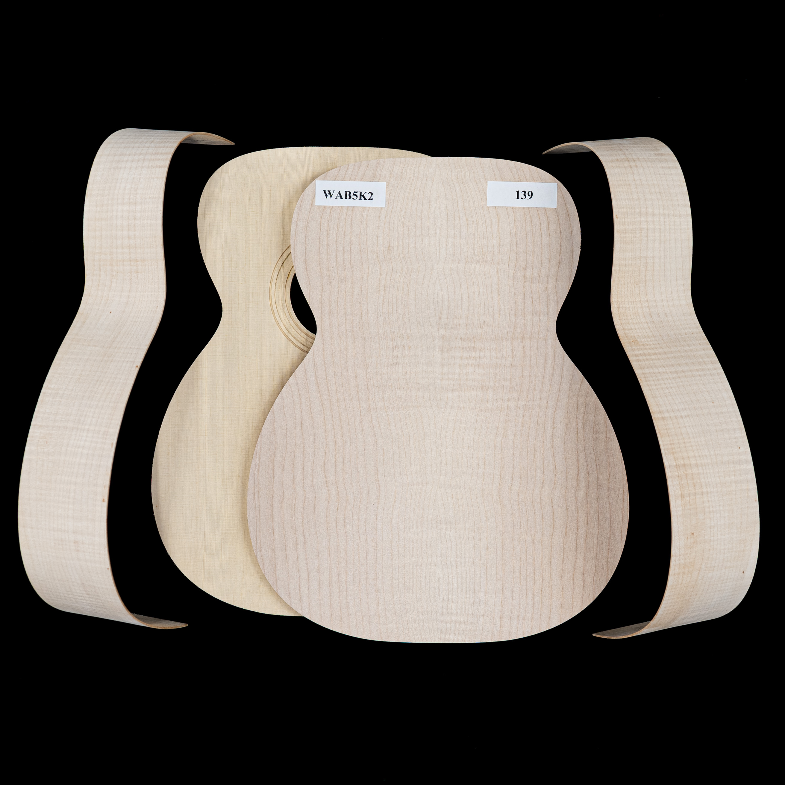 WoodStax Flame Maple OM, guitare en kit, col boulonné - 139 WoodStax Flame Maple OM, guitare en kit, col boulonné - 139