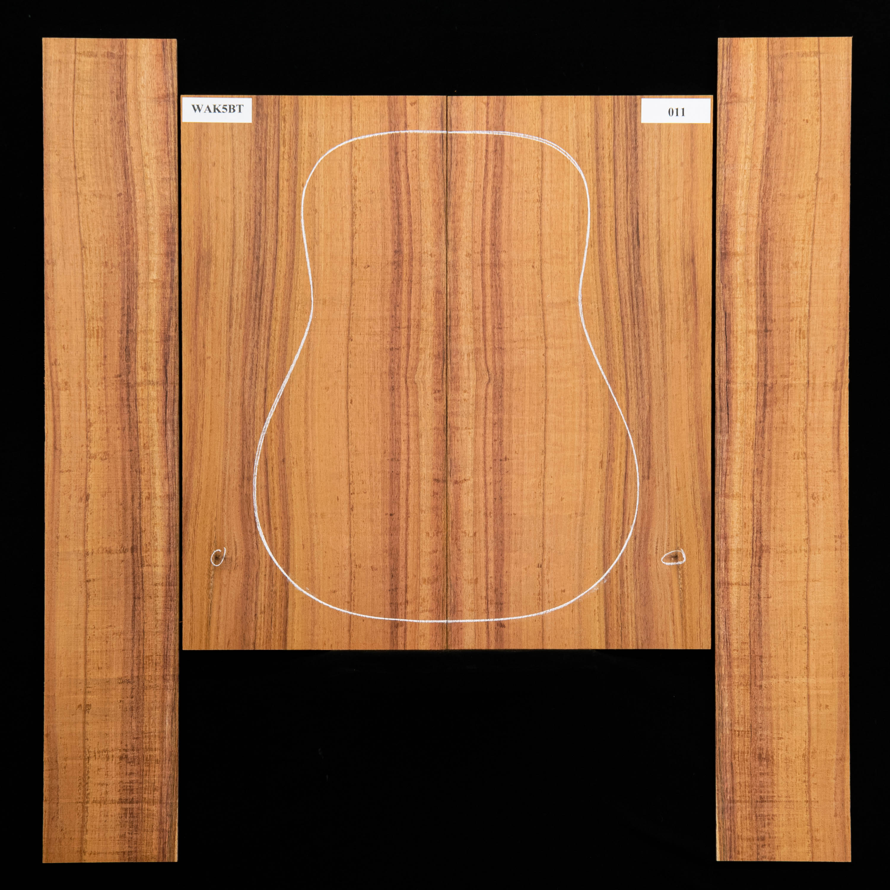 Arrière et paire d’éclisses Flame Koa - 011 Arrière et paire d’éclisses Flame Koa - 011