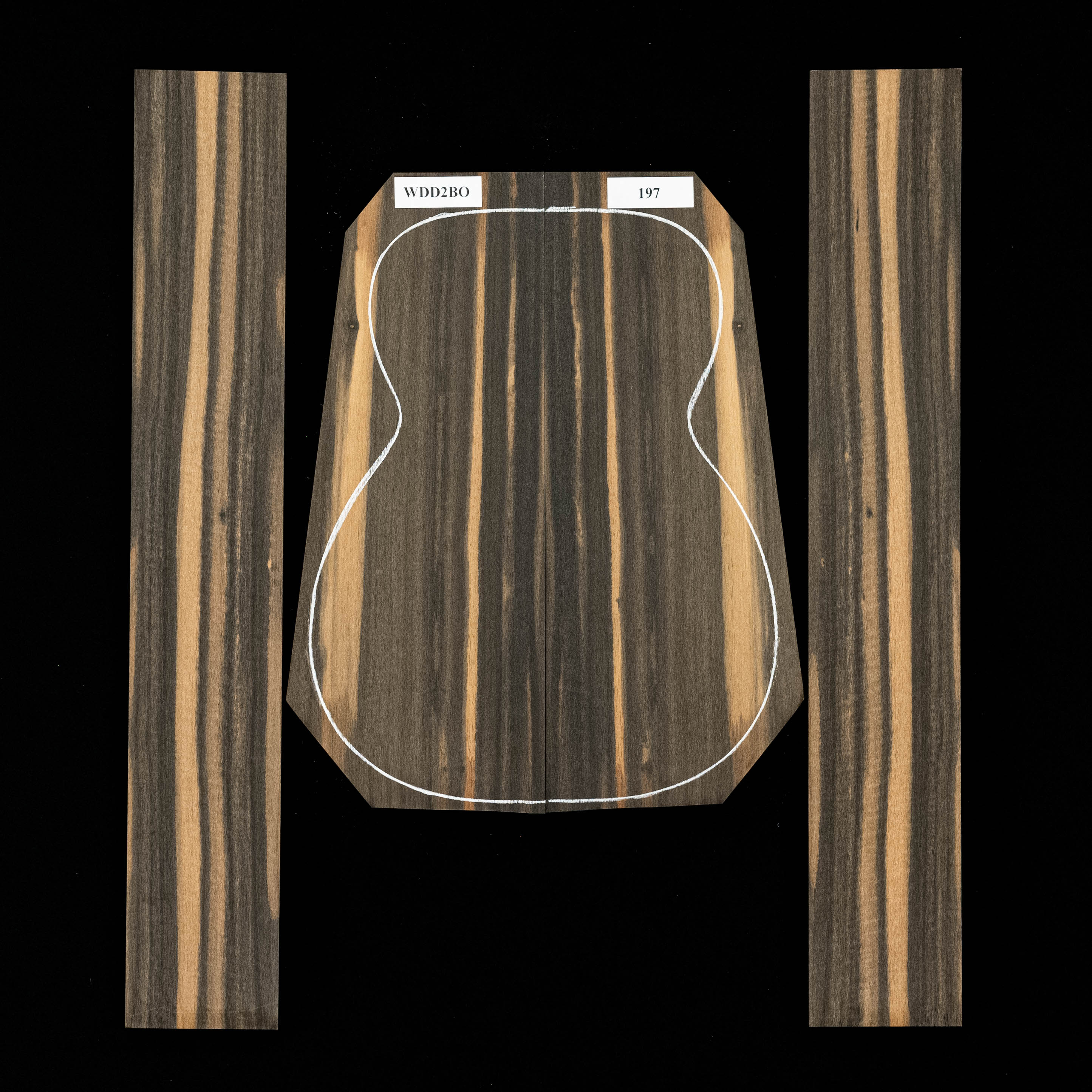 Ensemble dos et côtés ébène en crêpe - 197 Ensemble dos et côtés ébène en crêpe - 197