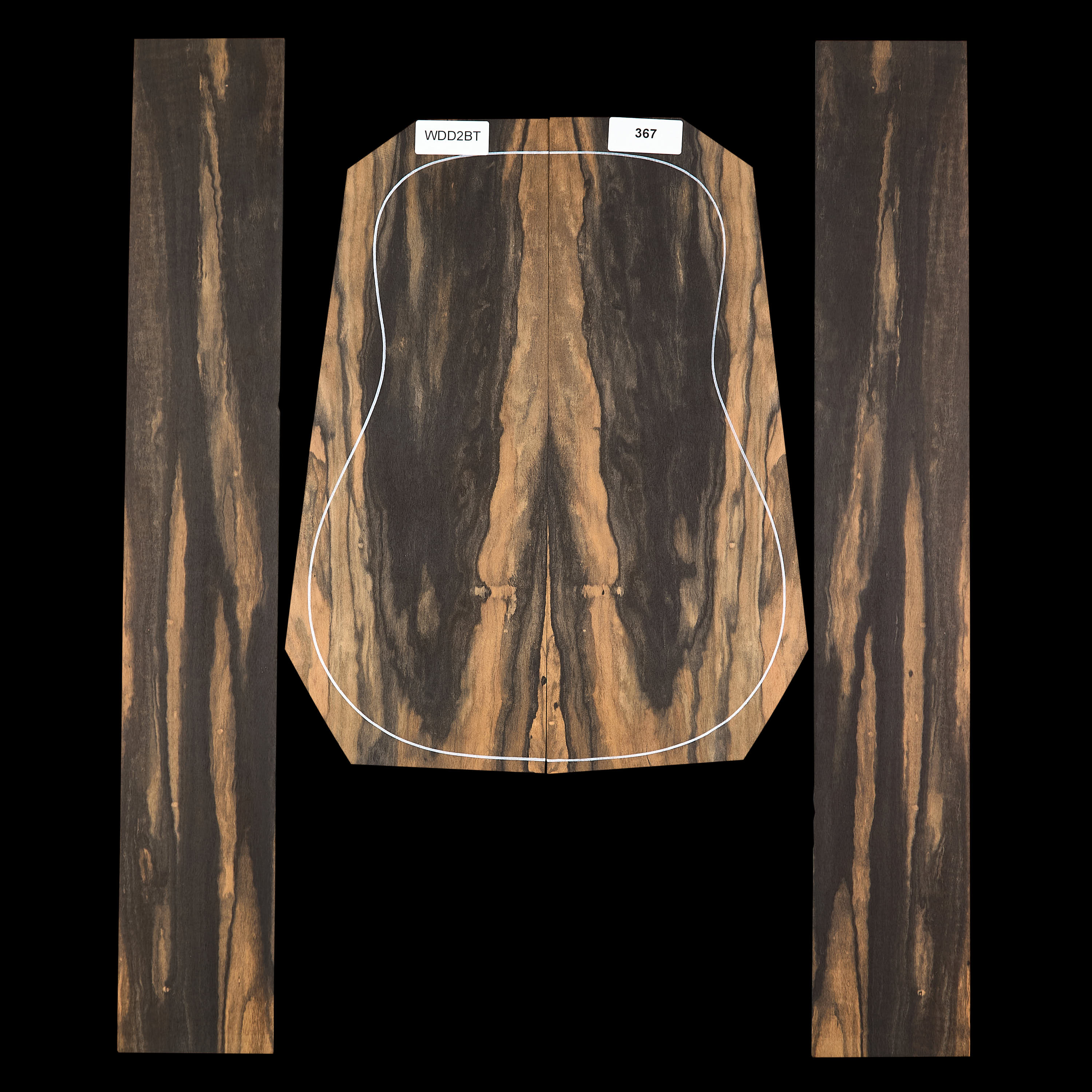 Ensemble dos et côtés ébène en crêpe - 367 Ensemble dos et côtés ébène en crêpe - 367