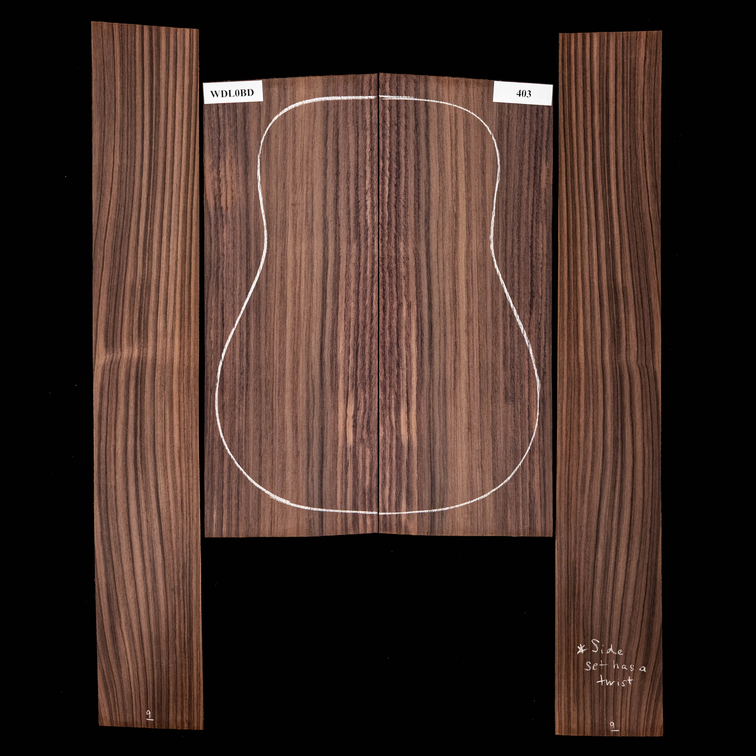 Fond + Paire d’éclisses en palissandre d’Inde - 403 Fond + Paire d’éclisses en palissandre d’Inde - 403