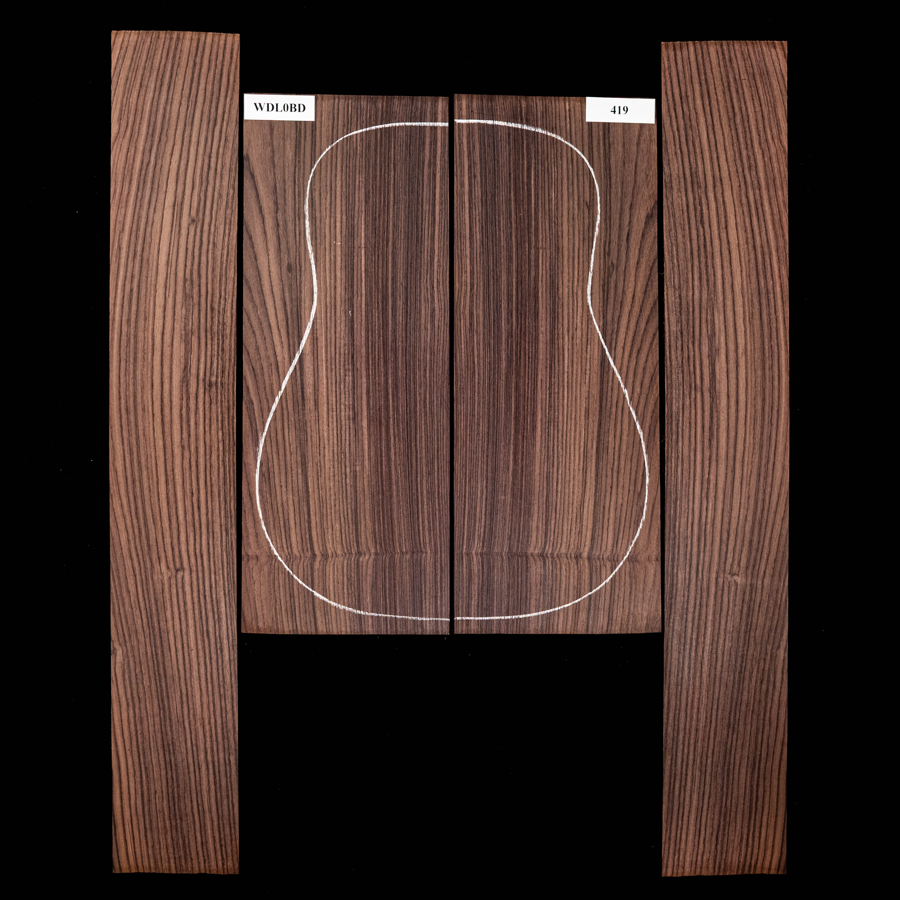 Fond + Paire d’éclisses en palissandre d’Inde - 419 Fond + Paire d’éclisses en palissandre d’Inde - 419