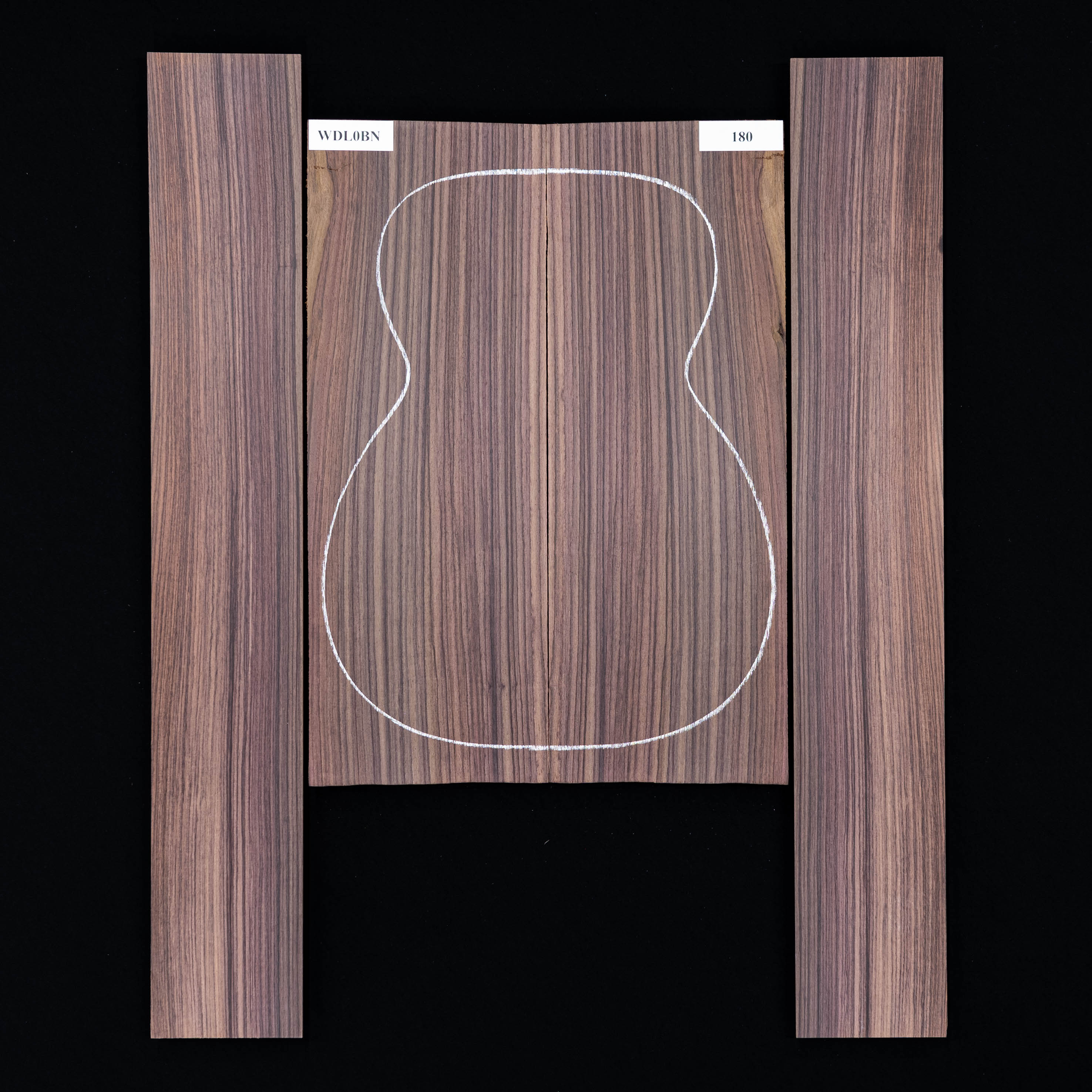 Fond + Paire d’éclisses en palissandre d’Inde - 180 Fond + Paire d’éclisses en palissandre d’Inde - 180