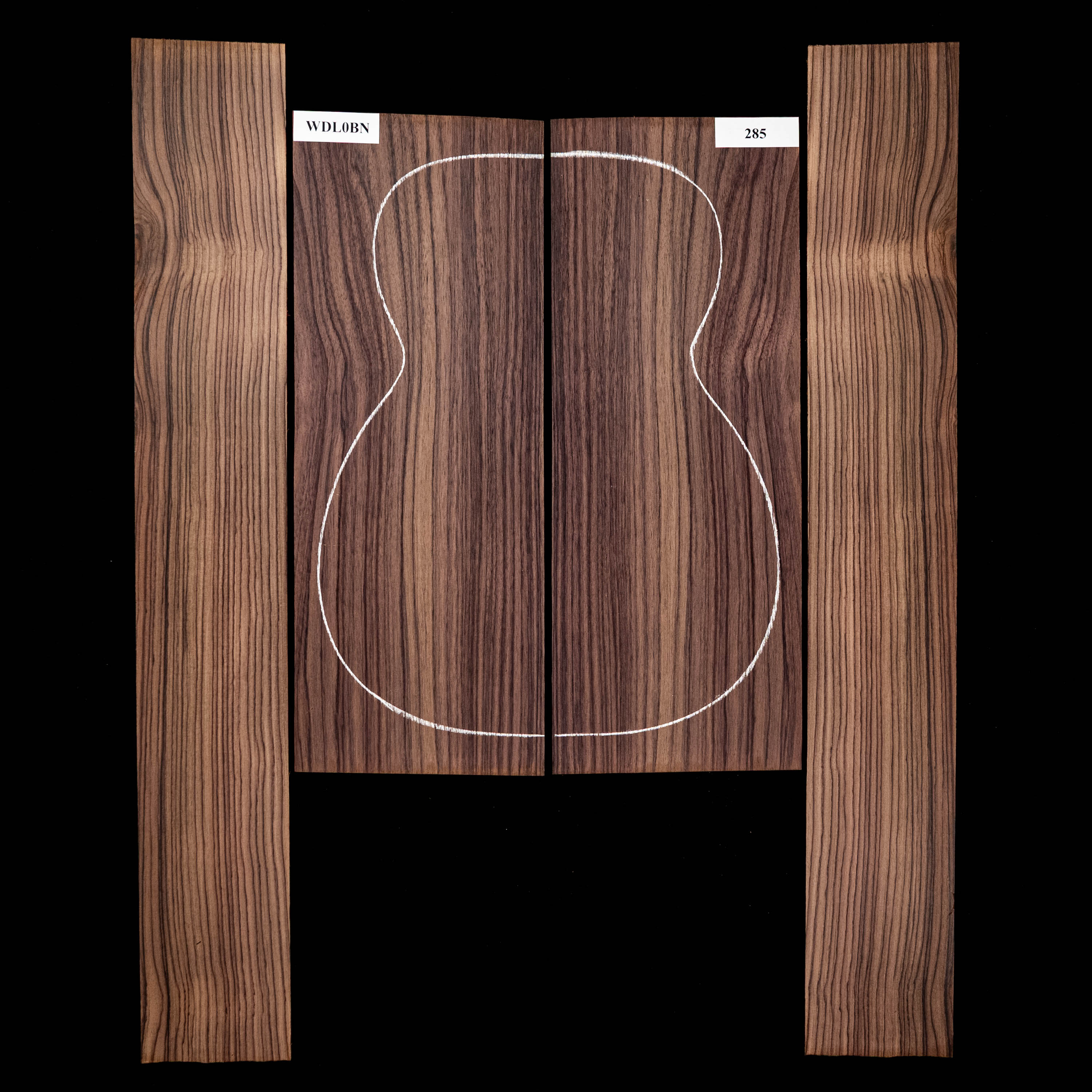 Fond + Paire d’éclisses en palissandre d’Inde - 285 Fond + Paire d’éclisses en palissandre d’Inde - 285