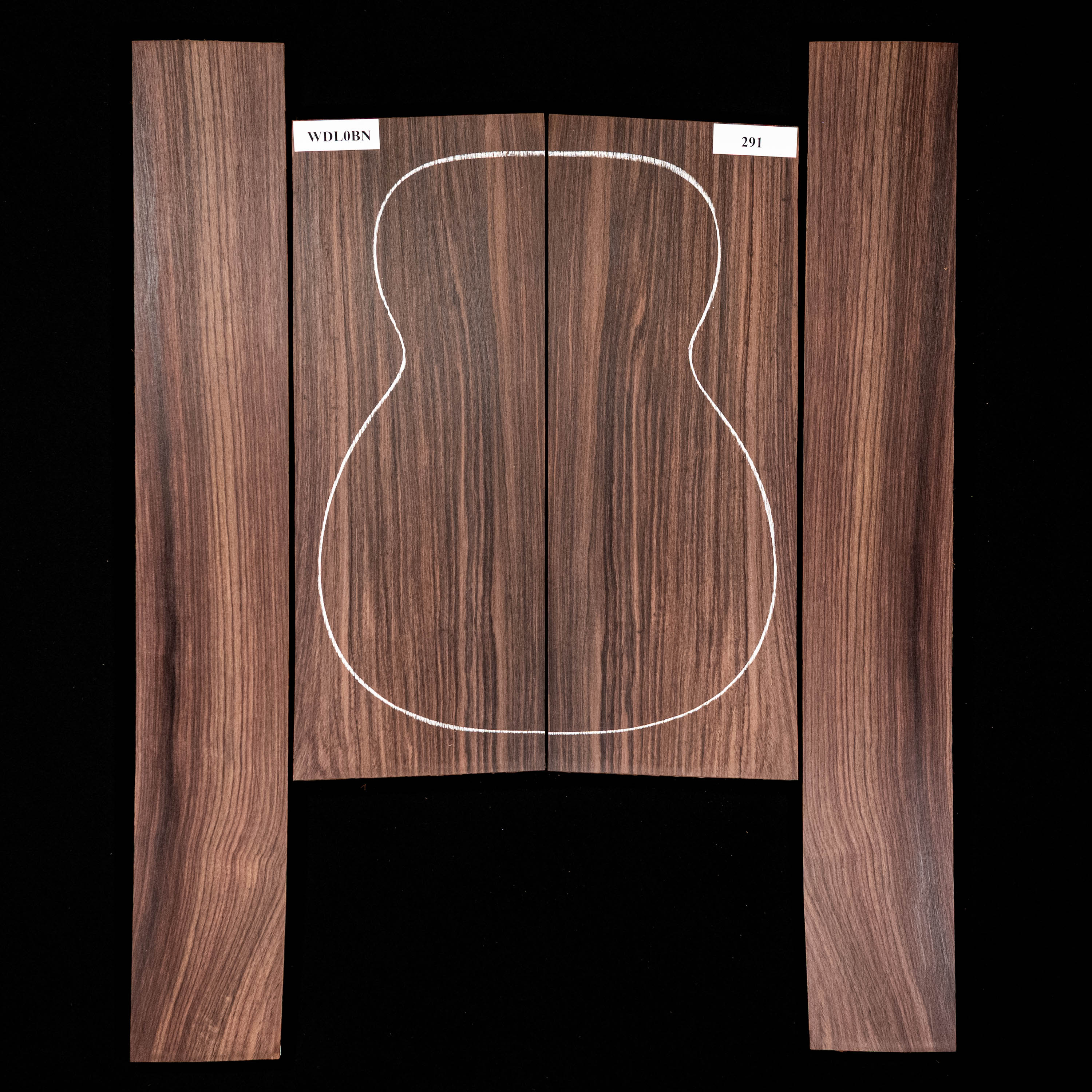 Fond + Paire d’éclisses en palissandre d’Inde - 291 Fond + Paire d’éclisses en palissandre d’Inde - 291