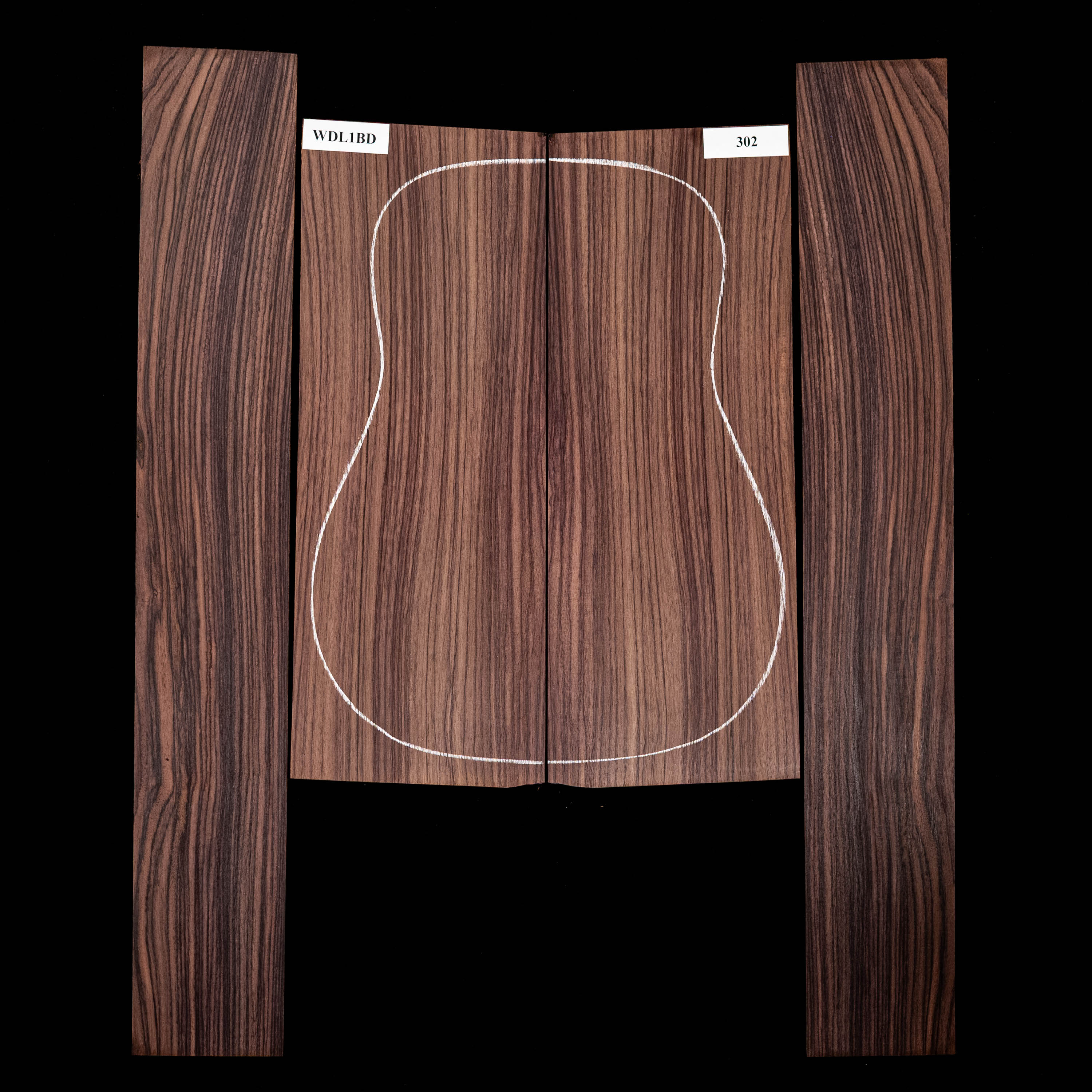 Fond + Paire d’éclisses en palissandre d’Inde - 302 Fond + Paire d’éclisses en palissandre d’Inde - 302