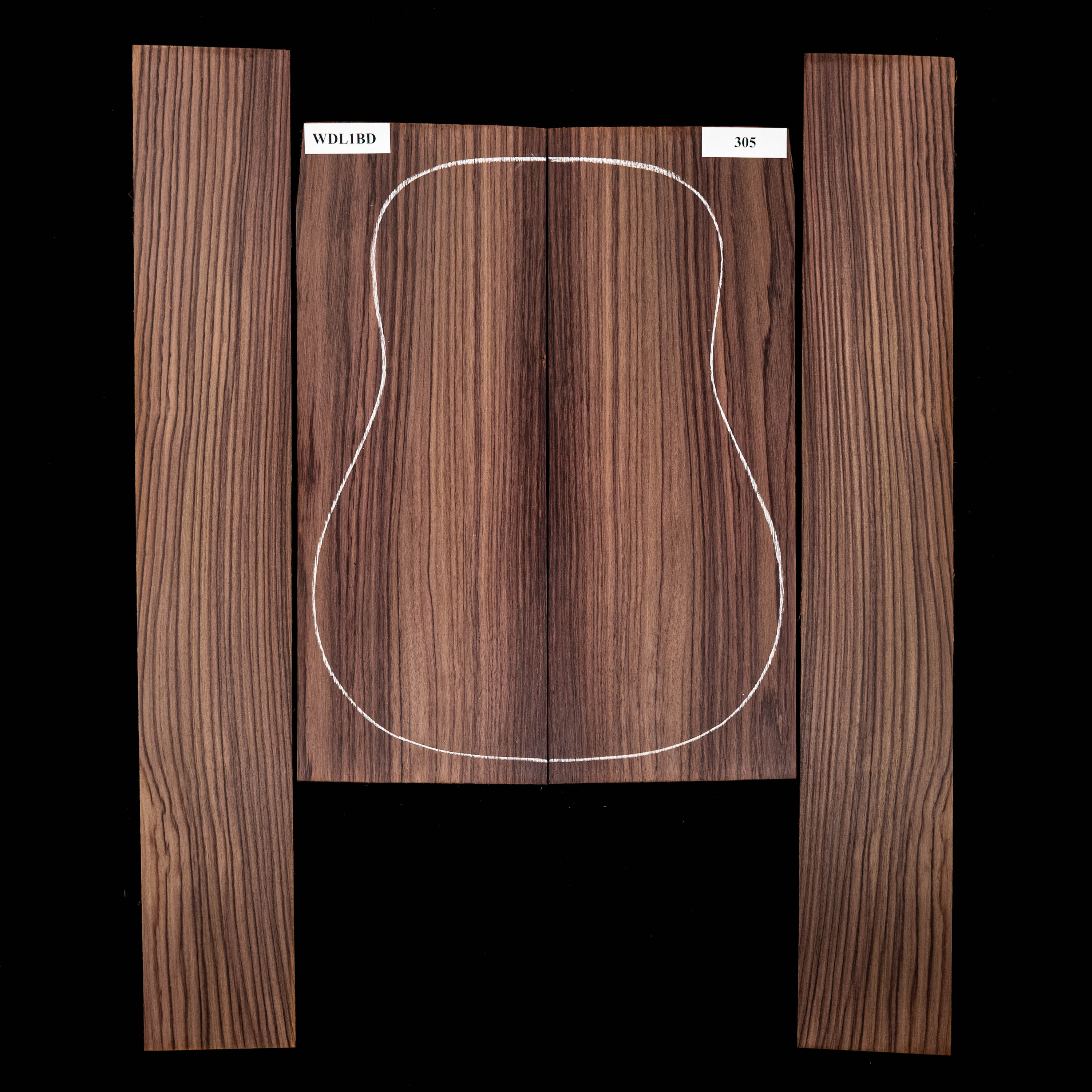 Fond + Paire d’éclisses en palissandre d’Inde - 305 Fond + Paire d’éclisses en palissandre d’Inde - 305