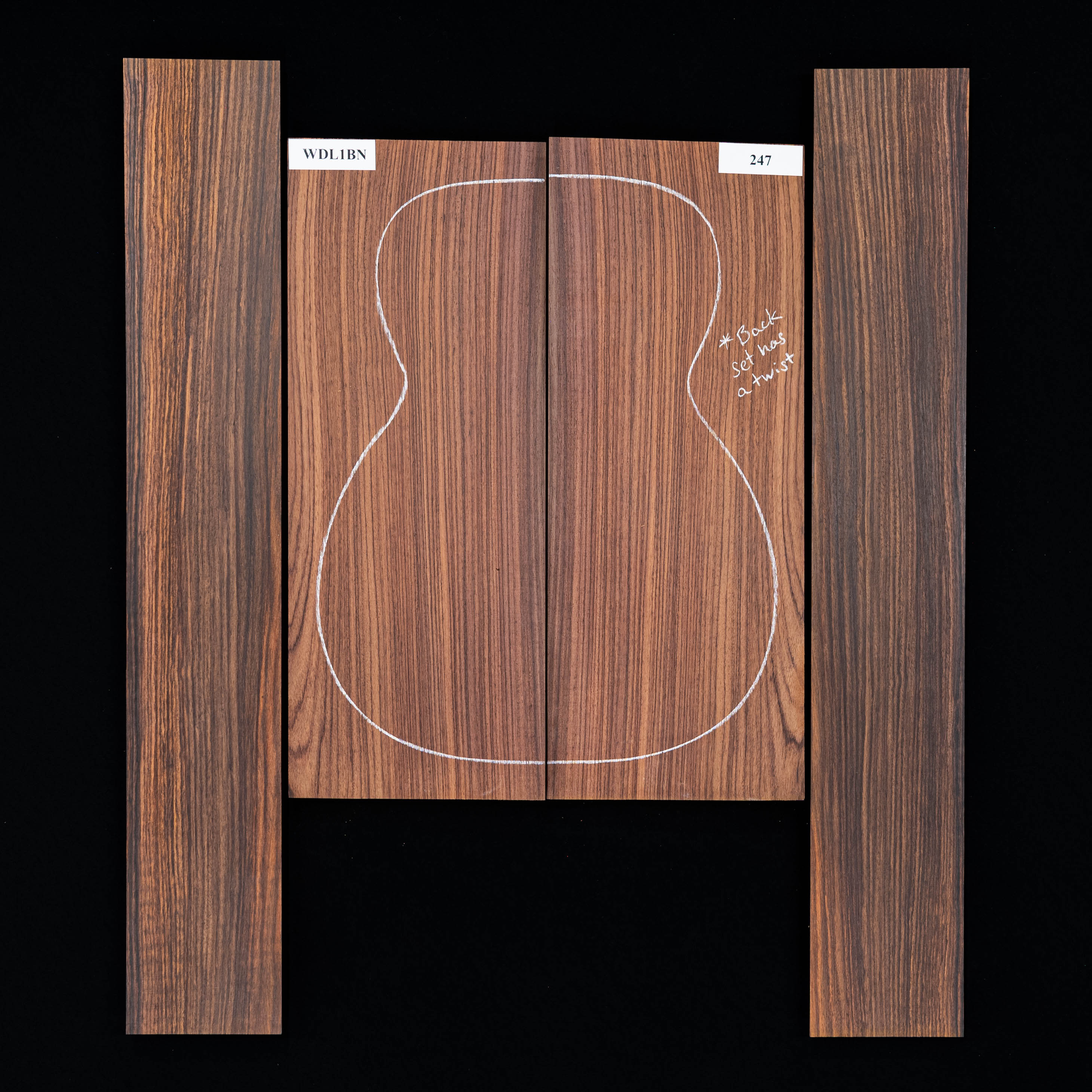 Fond + Paire d’éclisses en palissandre d’Inde - 247 Fond + Paire d’éclisses en palissandre d’Inde - 247