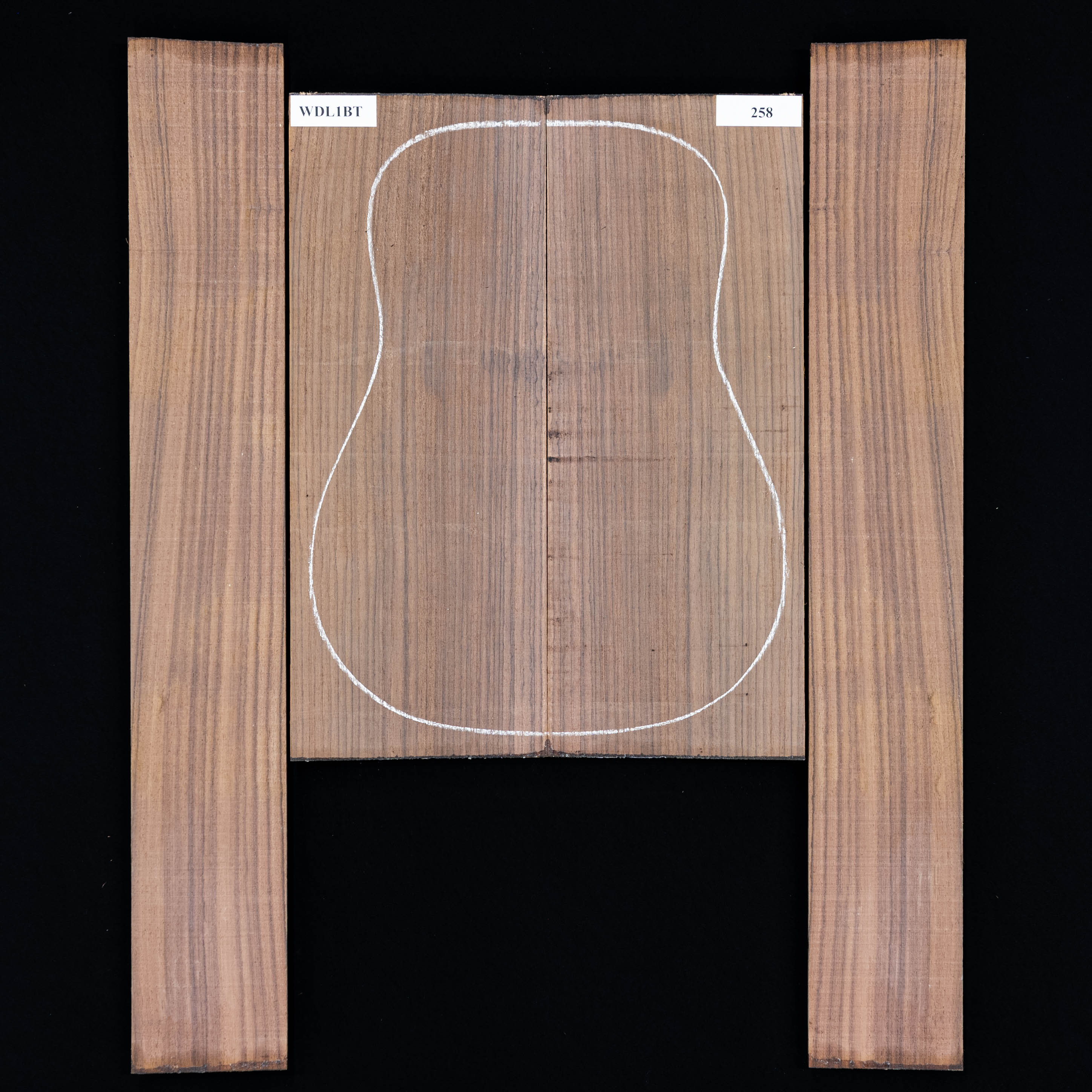 Fond + Paire d’éclisses en palissandre d’Inde - 258 Fond + Paire d’éclisses en palissandre d’Inde - 258