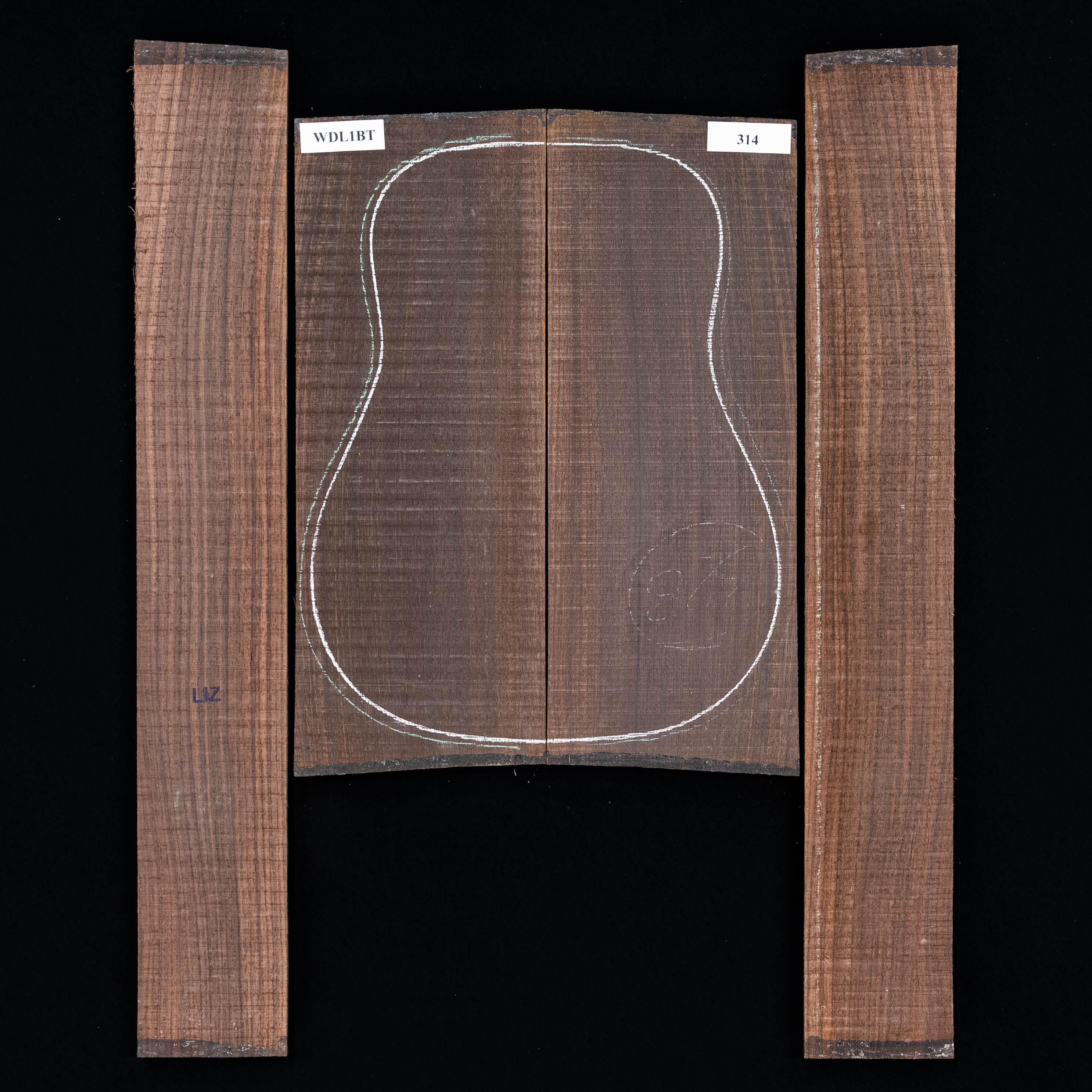 Fond + Paire d’éclisses en palissandre d’Inde - 314 Fond + Paire d’éclisses en palissandre d’Inde - 314