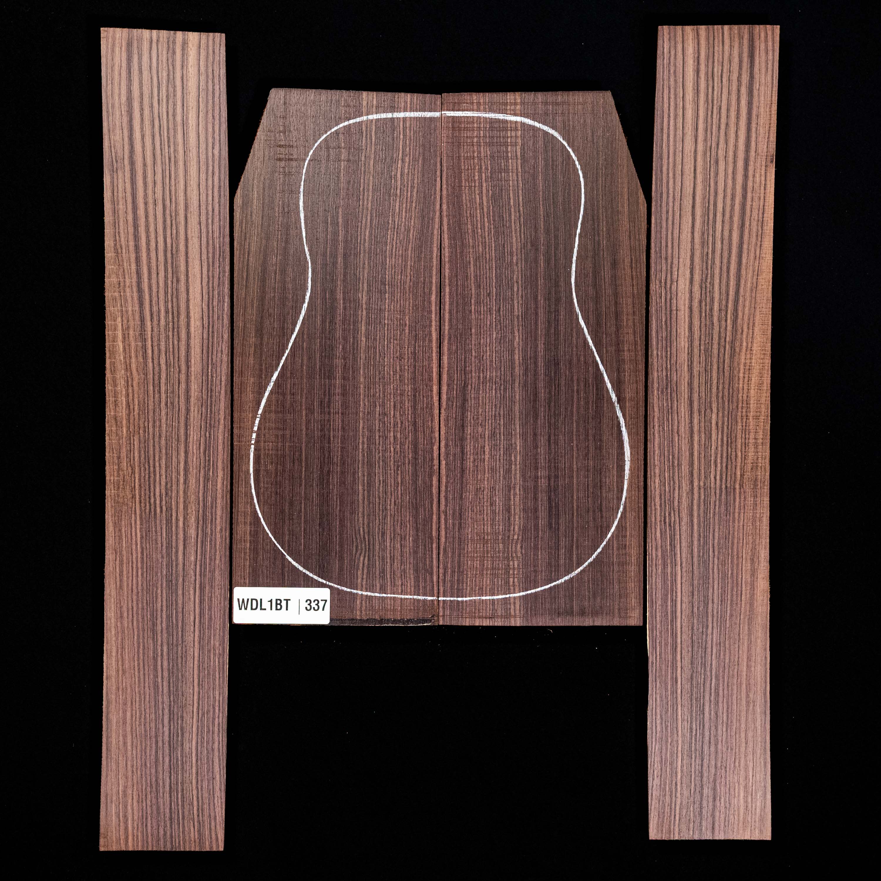 Fond + Paire d’éclisses en palissandre d’Inde - 337 Fond + Paire d’éclisses en palissandre d’Inde - 337