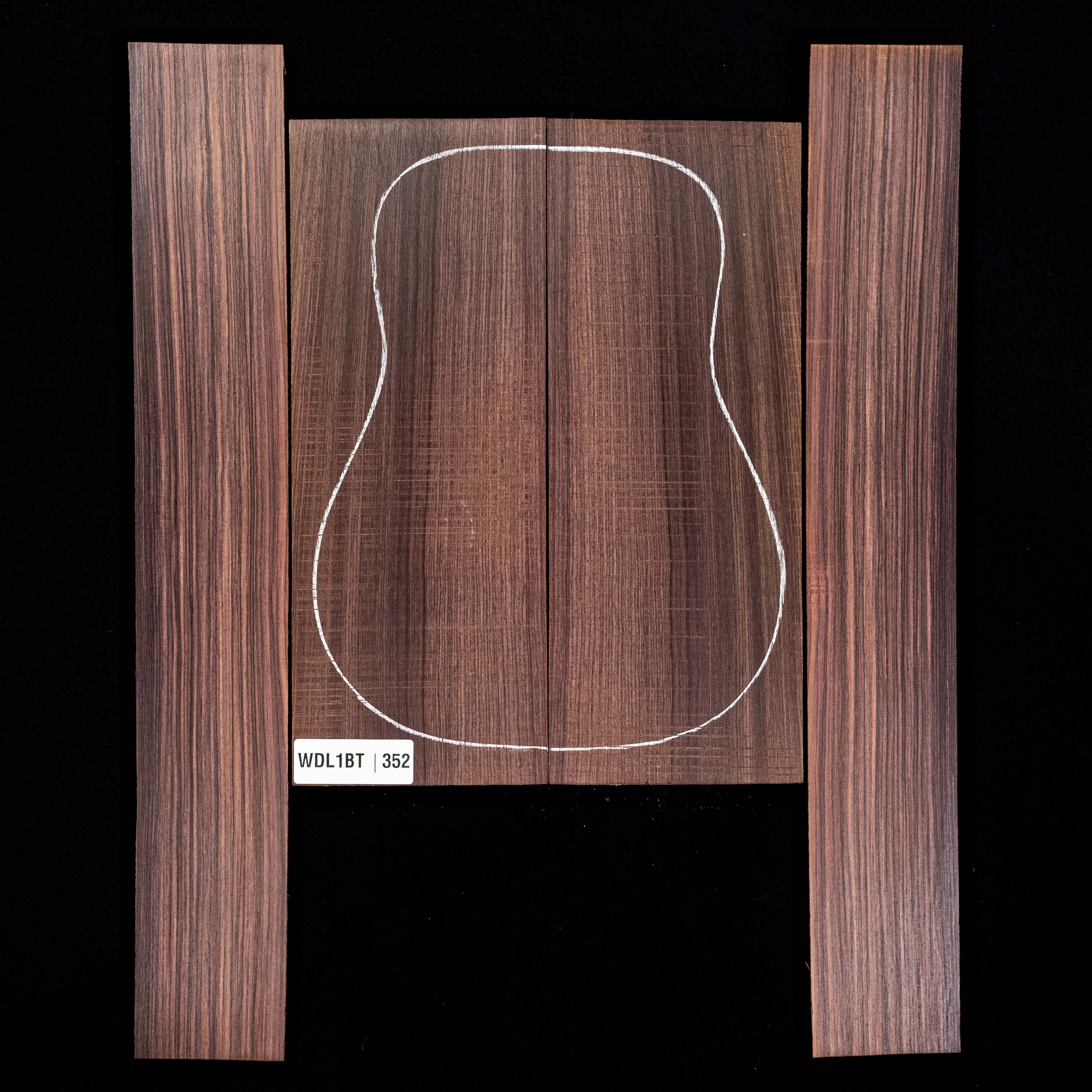 Fond + Paire d’éclisses en palissandre d’Inde - 352 Fond + Paire d’éclisses en palissandre d’Inde - 352