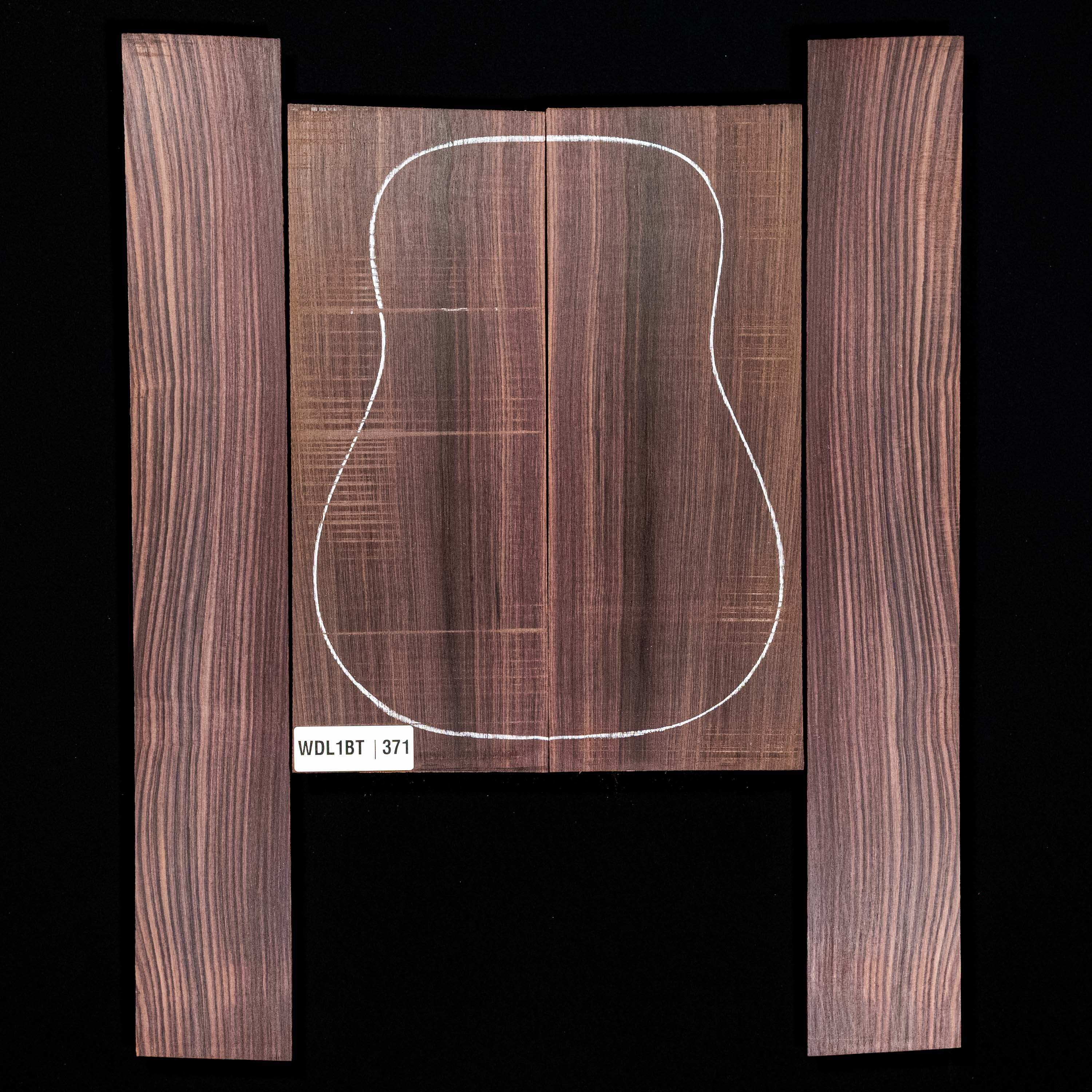 Fond + Paire d’éclisses en palissandre d’Inde - 371 Fond + Paire d’éclisses en palissandre d’Inde - 371