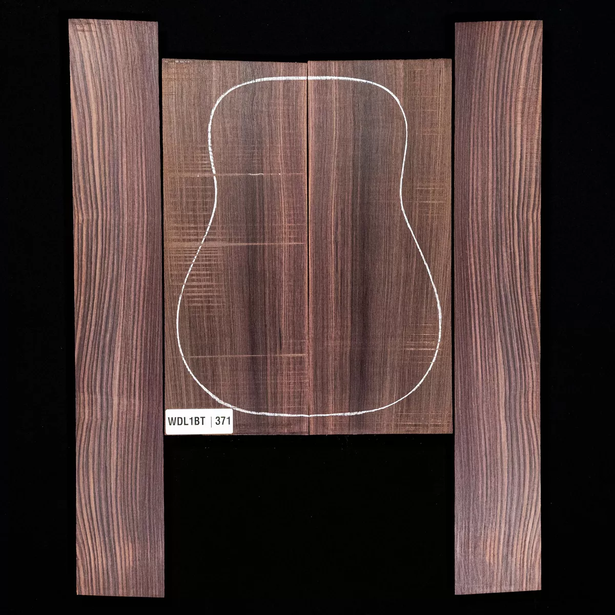 Fond + Paire d’éclisses en palissandre d’Inde - 371 Fond + Paire d’éclisses en palissandre d’Inde - 371