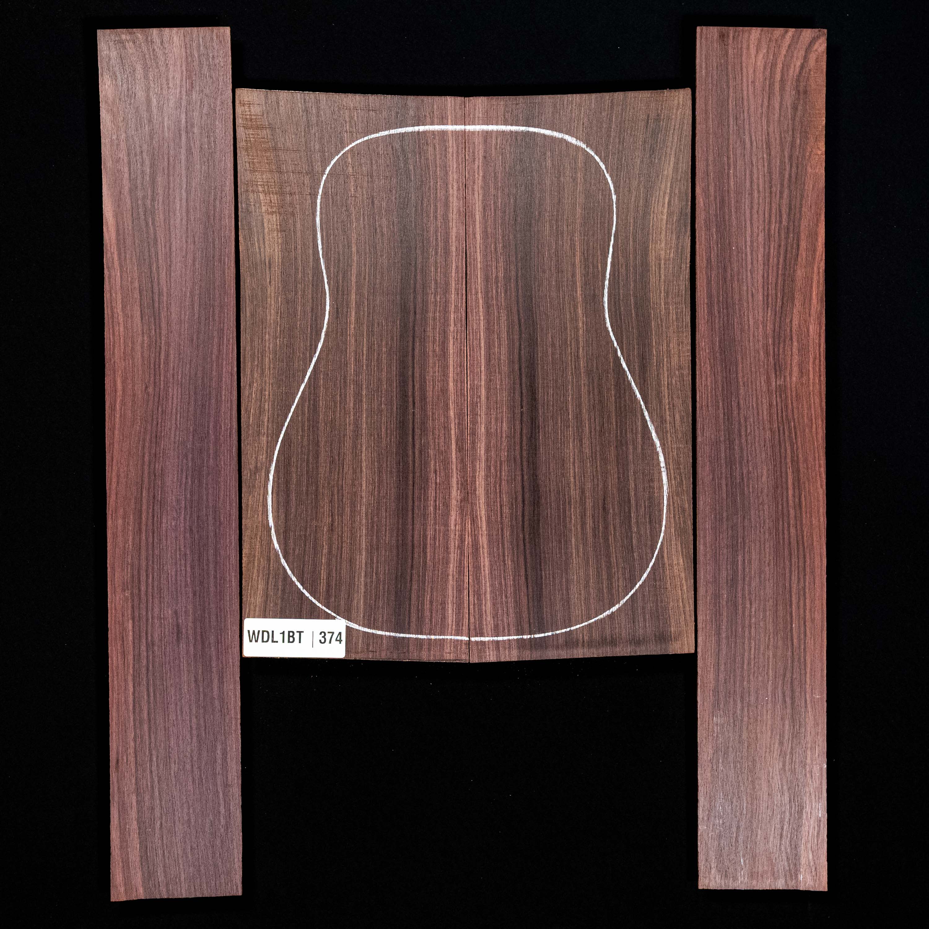Fond + Paire d’éclisses en palissandre d’Inde - 3,4