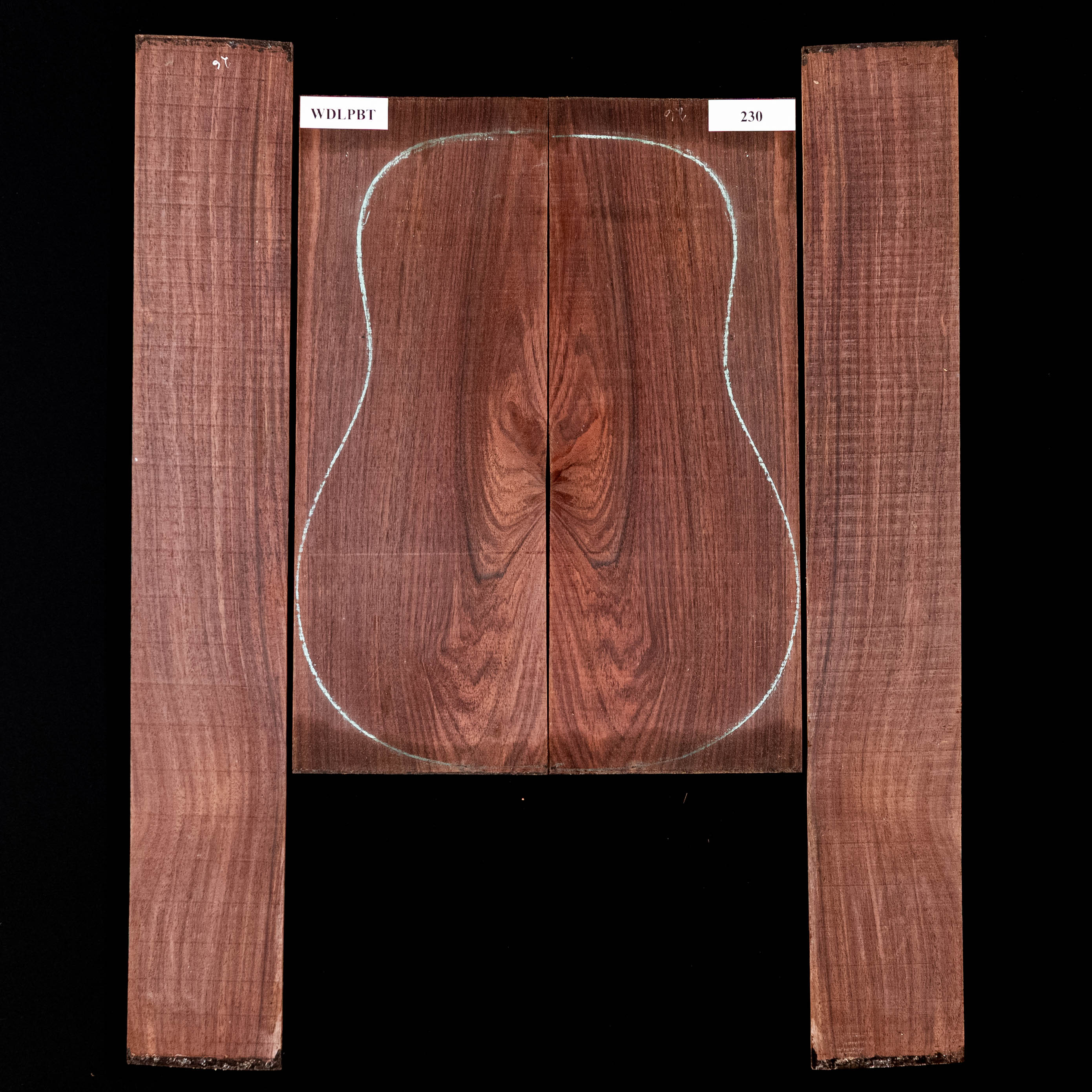 Fond + Paire d’éclisses en palissandre d’Inde Wild Grain - 230 Fond + Paire d’éclisses en palissandre d’Inde Wild Grain - 230