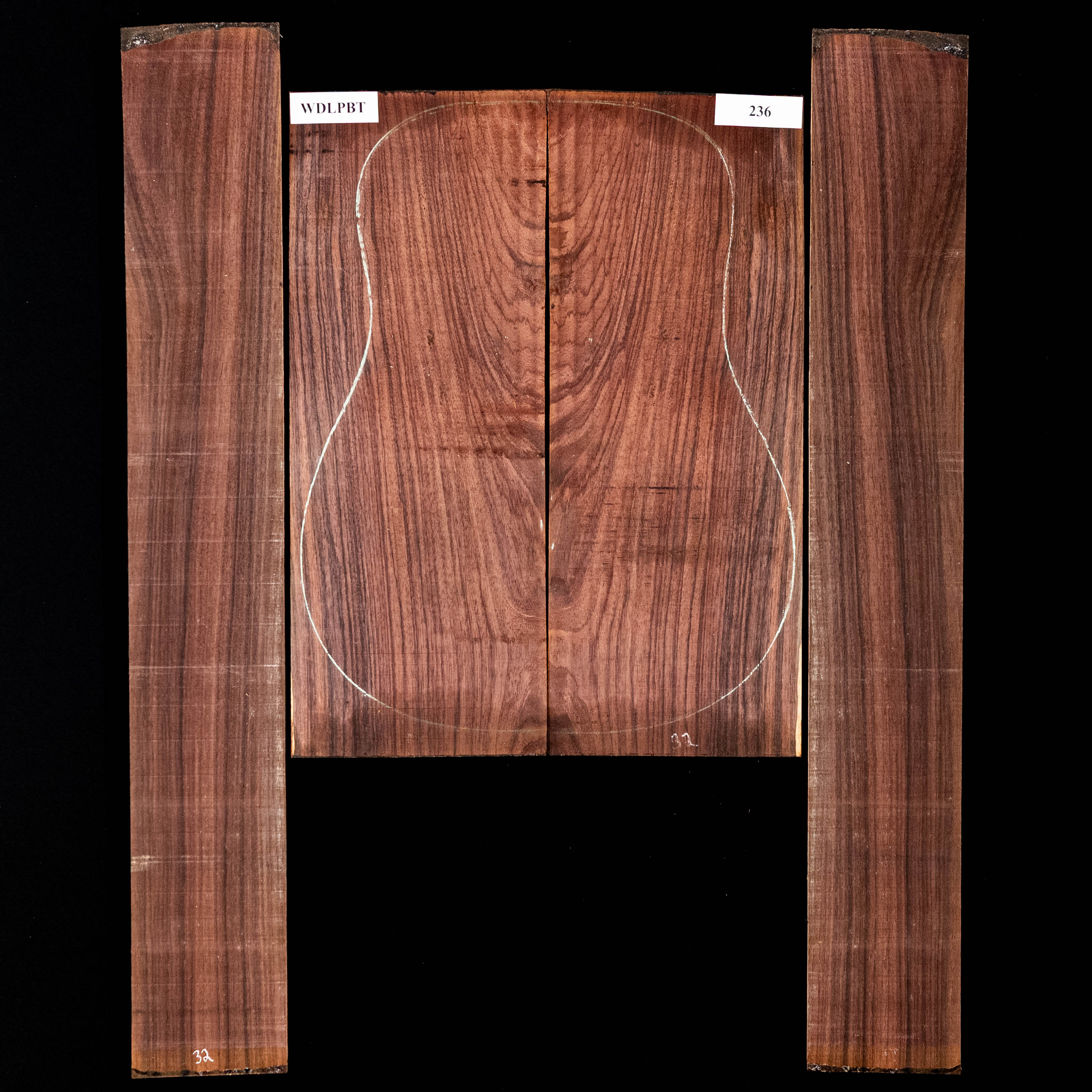 Fond + Paire d’éclisses en palissandre d’Inde Wild Grain - 236 Fond + Paire d’éclisses en palissandre d’Inde Wild Grain - 236