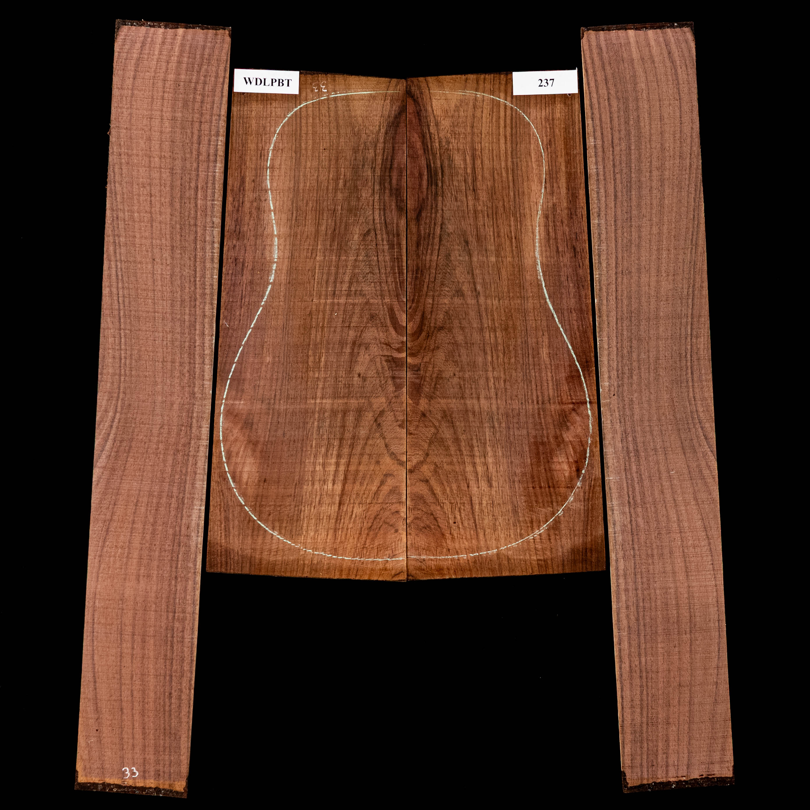 Fond + Paire d’éclisses en palissandre d’Inde Wild Grain - 237 Fond + Paire d’éclisses en palissandre d’Inde Wild Grain - 237