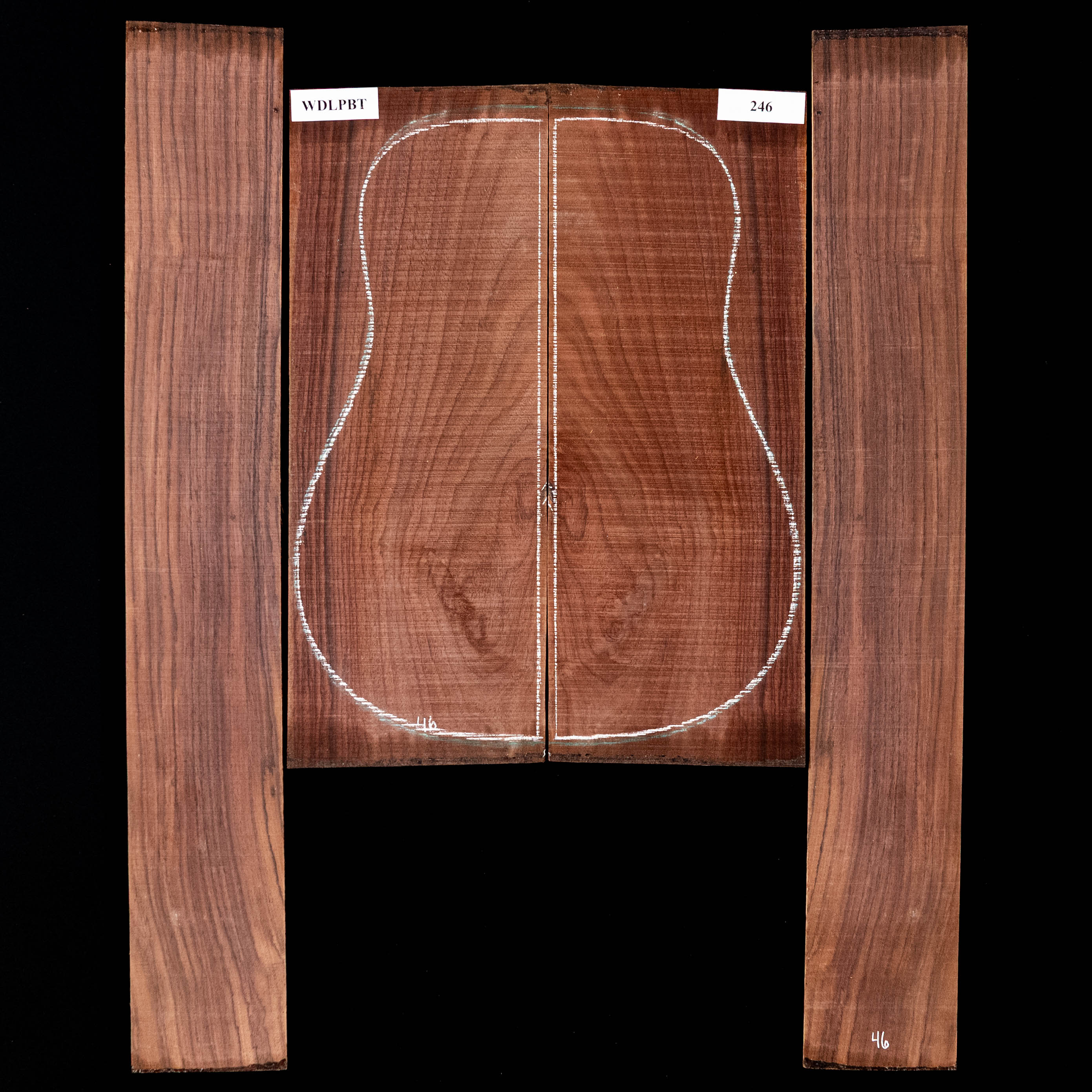 Fond + Paire d’éclisses en palissandre d’Inde Wild Grain - 246 Fond + Paire d’éclisses en palissandre d’Inde Wild Grain - 246