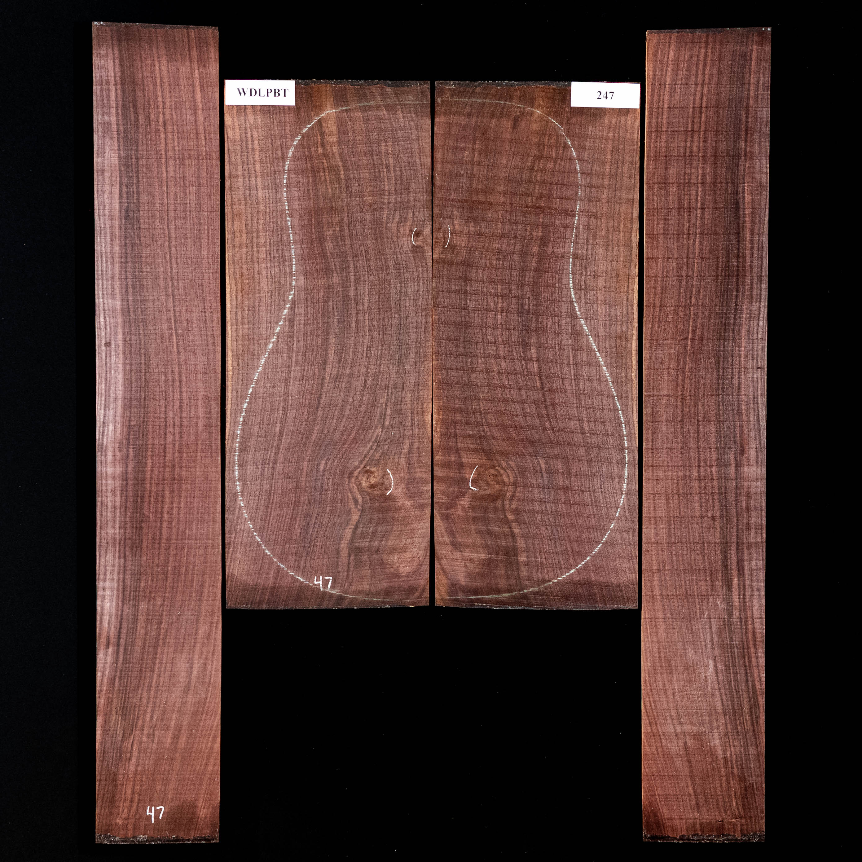 Fond + Paire d’éclisses en palissandre d’Inde Wild Grain - 247 Fond + Paire d’éclisses en palissandre d’Inde Wild Grain - 247