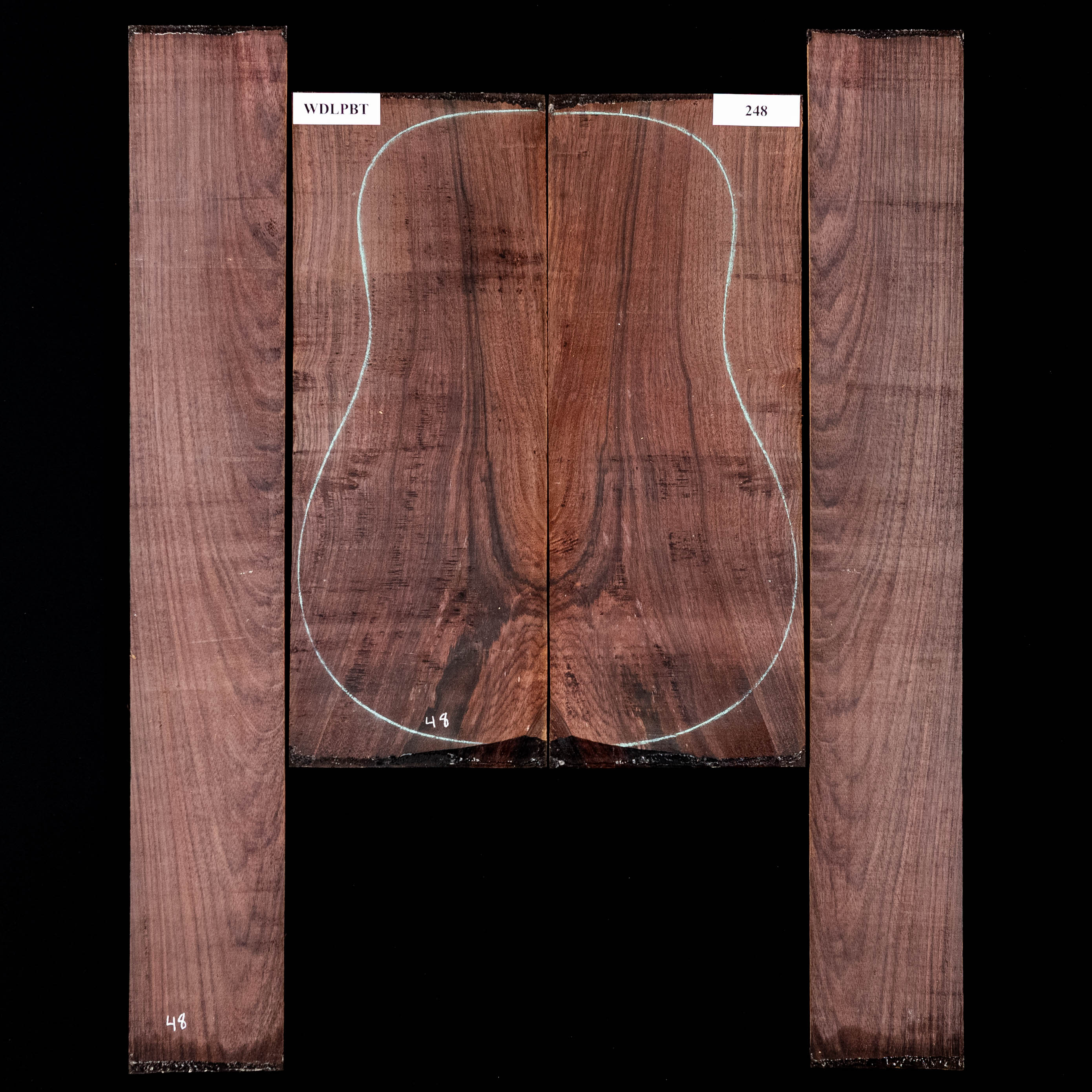 Fond + Paire d’éclisses en palissandre d’Inde Wild Grain - 248 Fond + Paire d’éclisses en palissandre d’Inde Wild Grain - 248