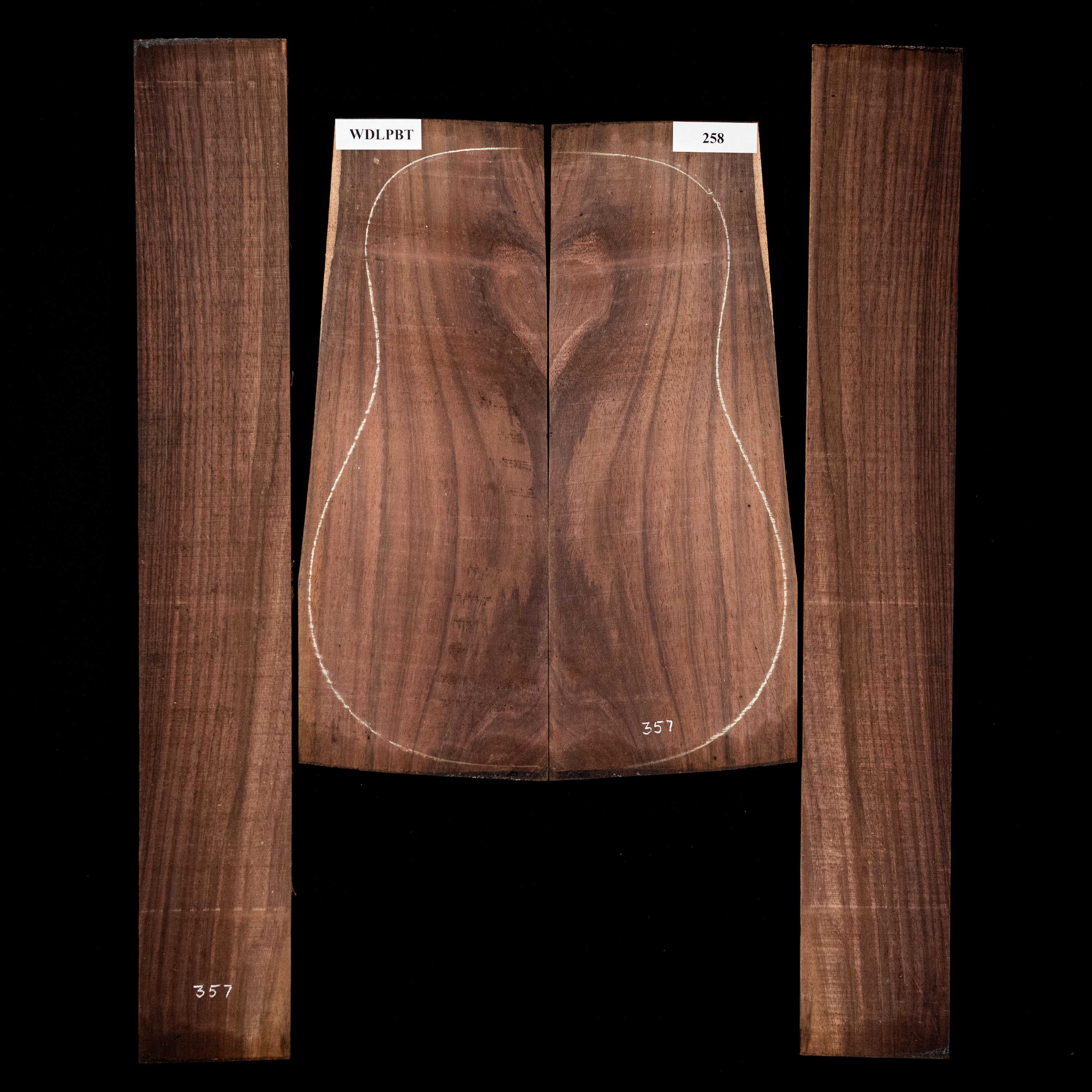 Fond + Paire d’éclisses en palissandre d’Inde Wild Grain - 258 Fond + Paire d’éclisses en palissandre d’Inde Wild Grain - 258