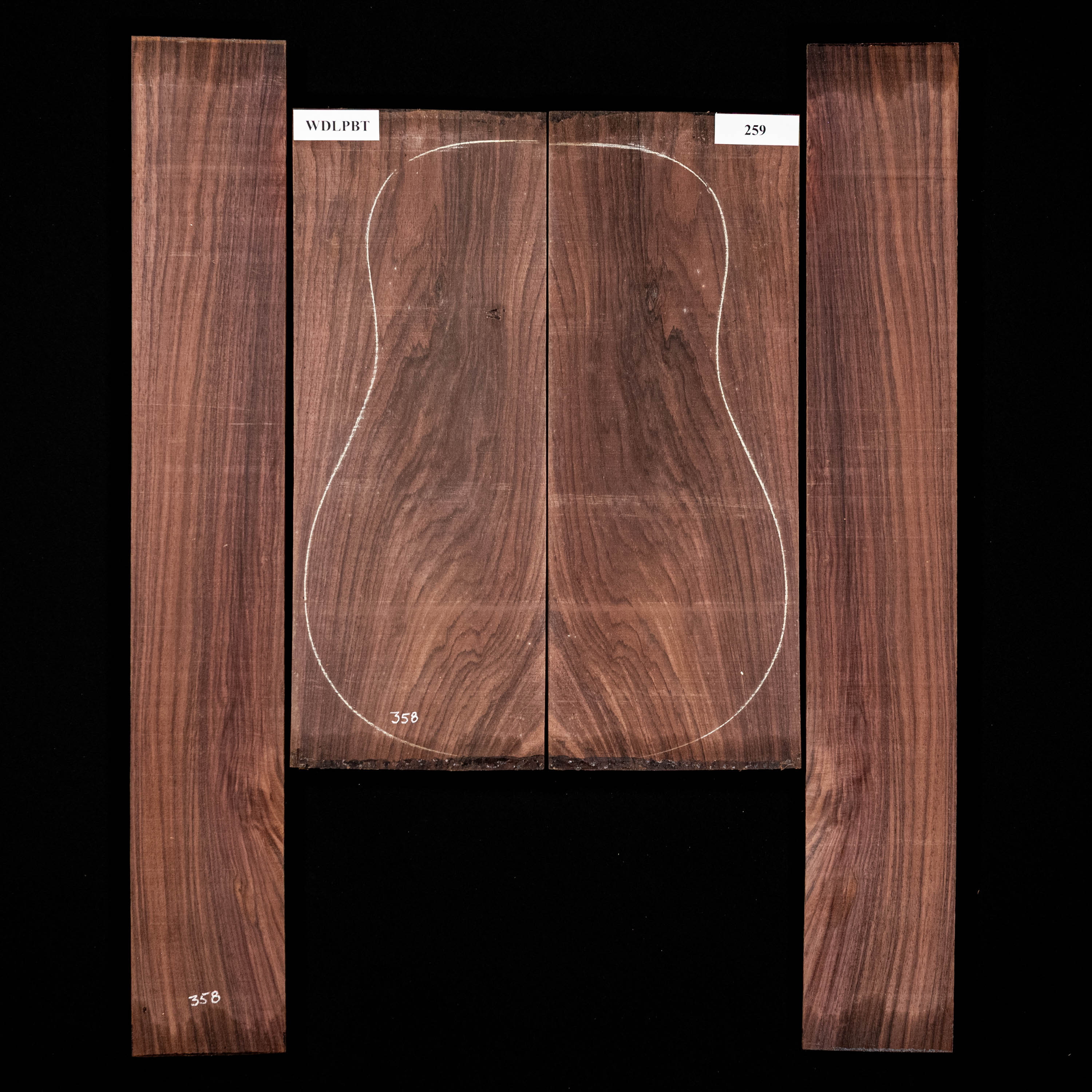 Fond + Paire d’éclisses en palissandre d’Inde Wild Grain - 259 Fond + Paire d’éclisses en palissandre d’Inde Wild Grain - 259