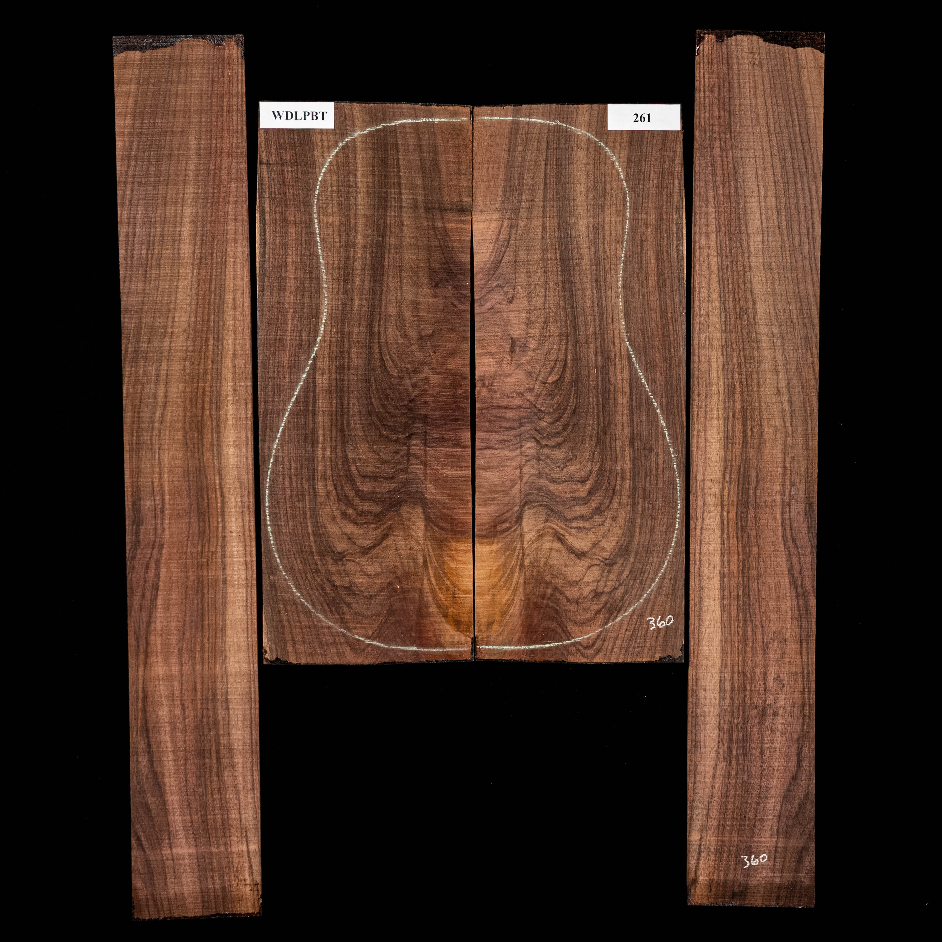 Fond + Paire d’éclisses en palissandre d’Inde Wild Grain - 261 Fond + Paire d’éclisses en palissandre d’Inde Wild Grain - 261