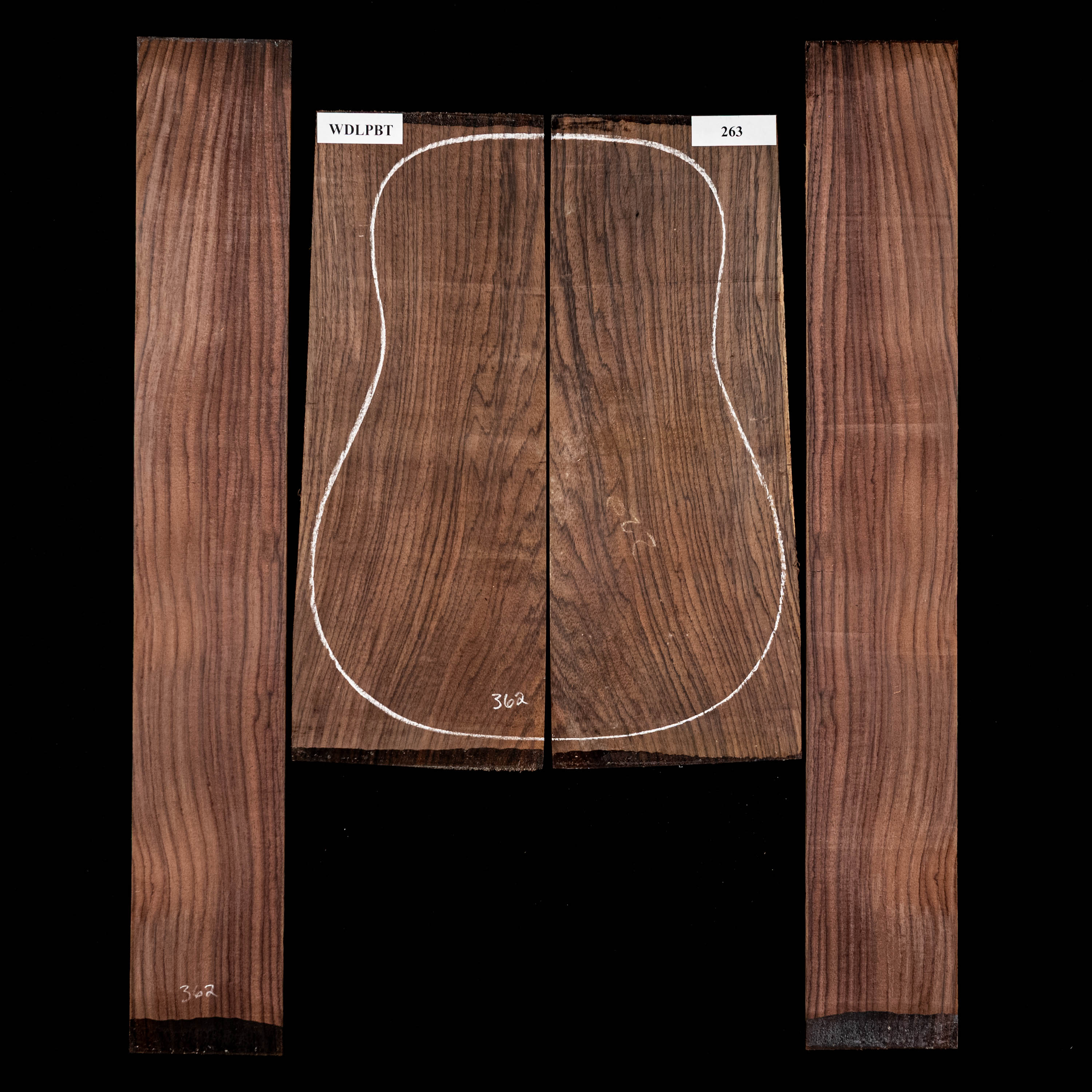 Fond + Paire d’éclisses en palissandre d’Inde Wild Grain - 263 Fond + Paire d’éclisses en palissandre d’Inde Wild Grain - 263