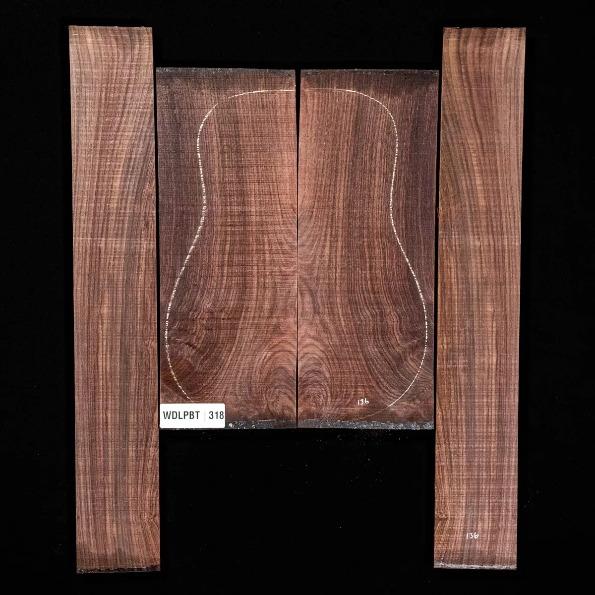 Fond + Paire d’éclisses en palissandre d’Inde Wild Grain - 3,8 Fond + Paire d’éclisses en palissandre d’Inde Wild Grain - 3,8