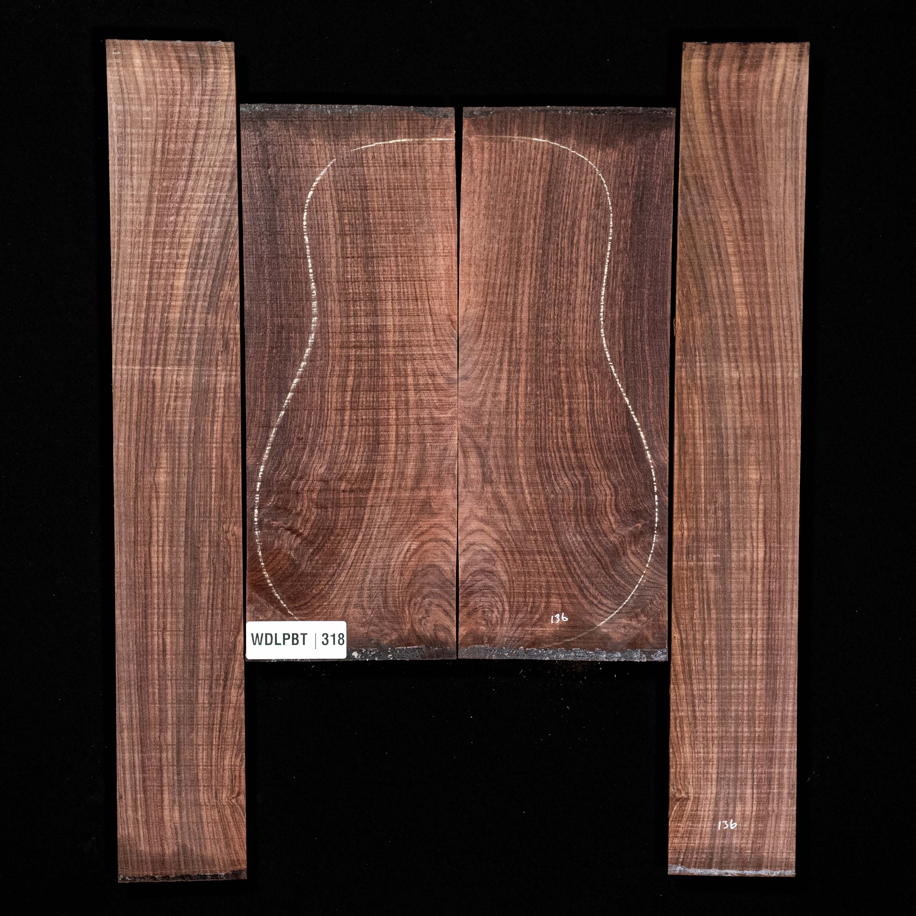 Fond + Paire d’éclisses en palissandre d’Inde Wild Grain - 318