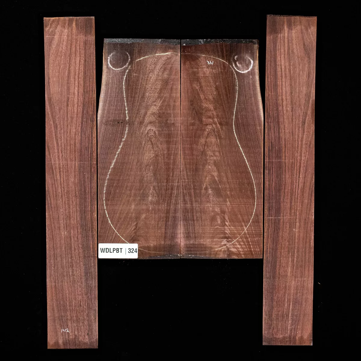 Fond + Paire d’éclisses en palissandre d’Inde Wild Grain - 3,4 Fond + Paire d’éclisses en palissandre d’Inde Wild Grain - 3,4