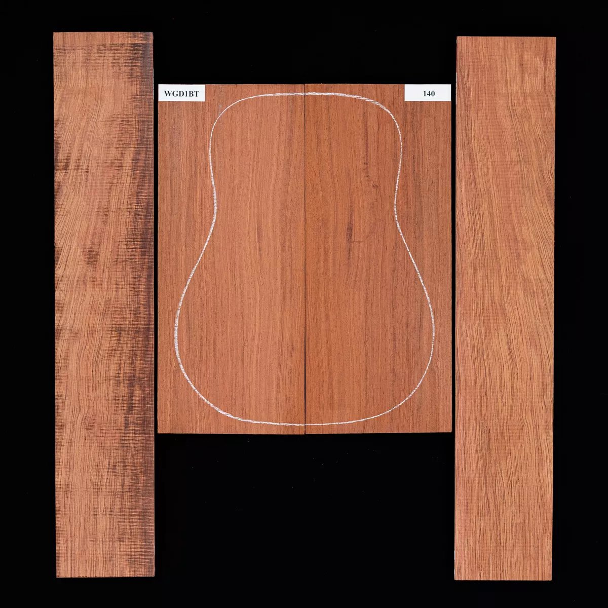 Fond + Paire d’éclisses en bubinga noir - 140 Fond + Paire d’éclisses en bubinga noir - 140