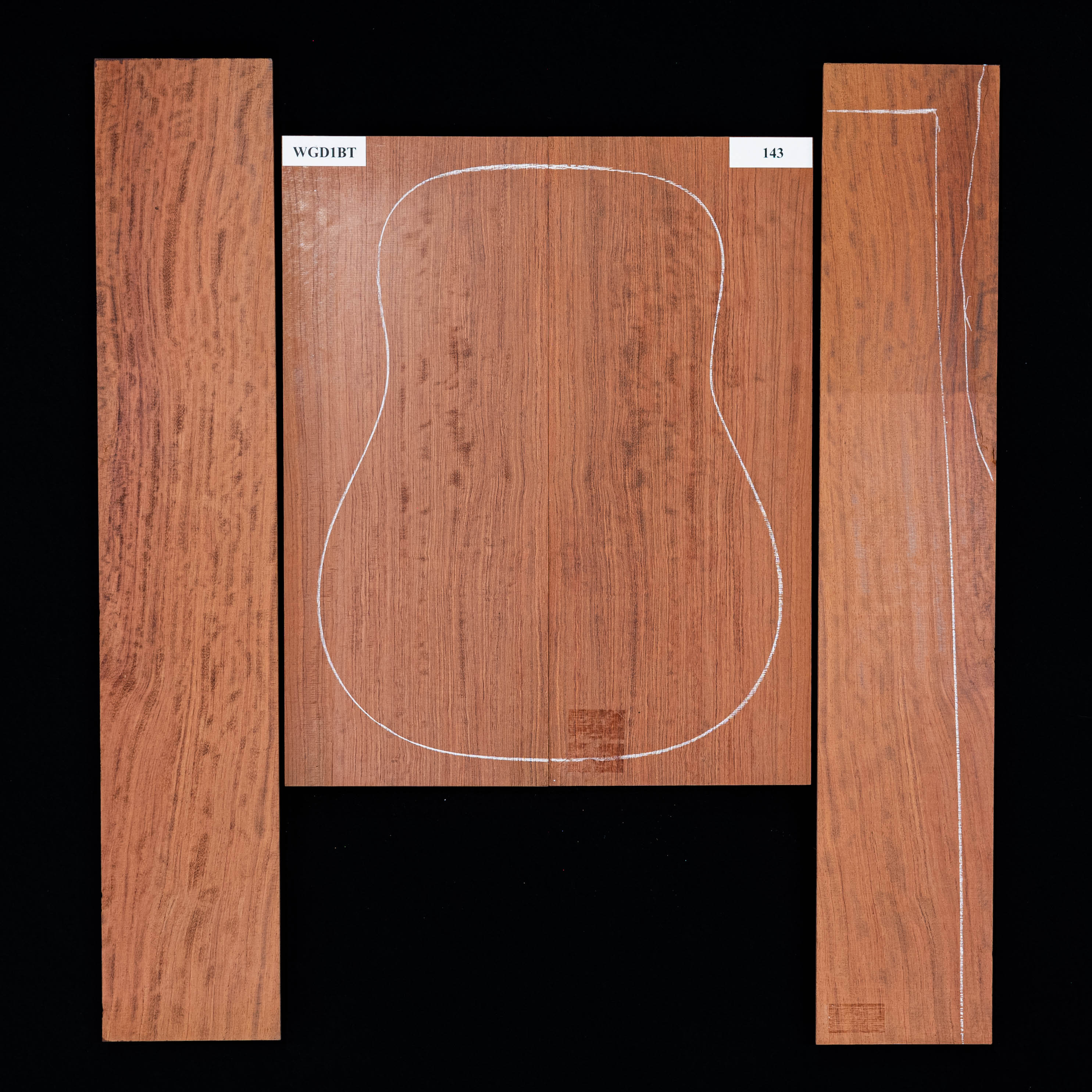 Fond + Paire d’éclisses en bubinga noir - 143 Fond + Paire d’éclisses en bubinga noir - 143