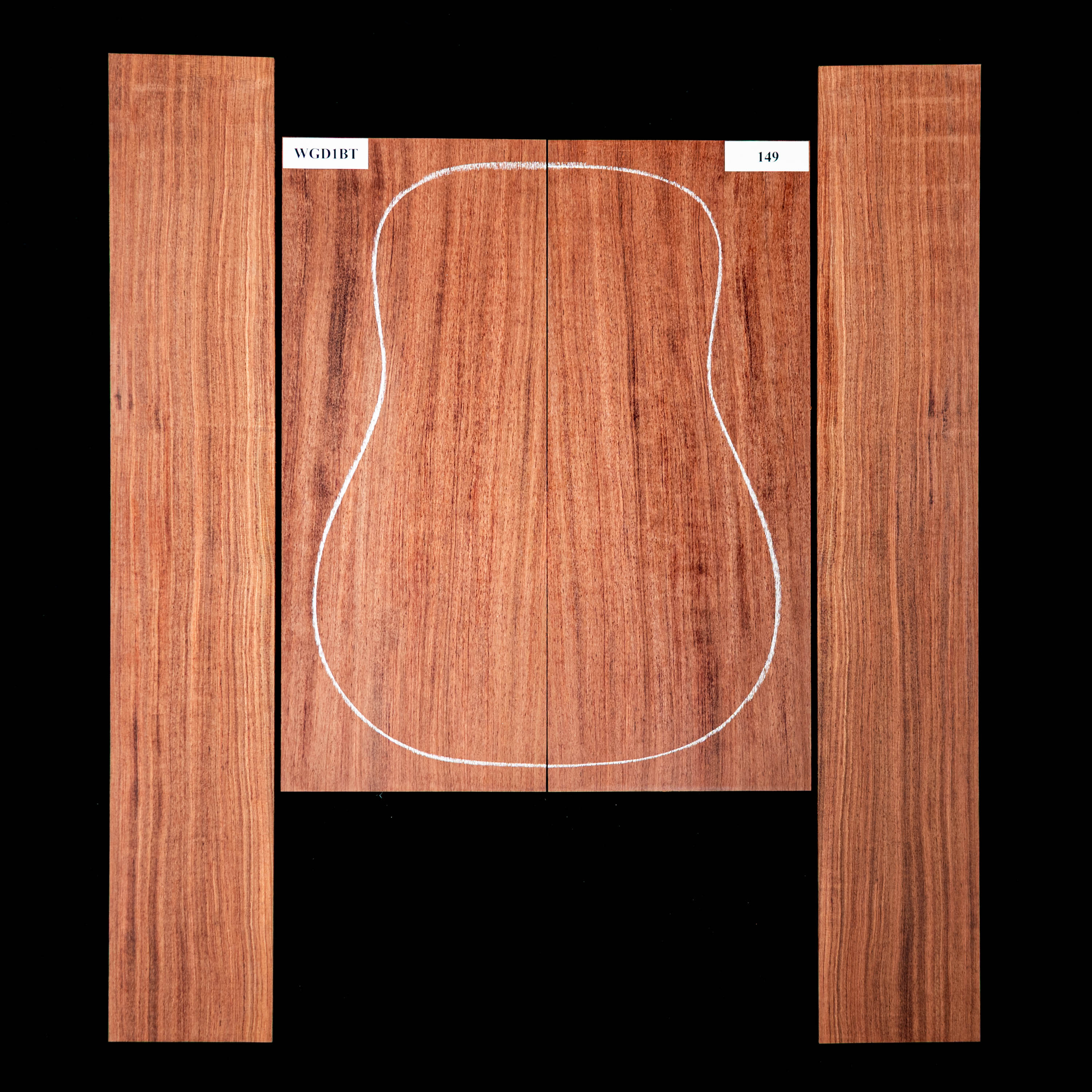 Fond + Paire d’éclisses en bubinga noir - 149 Fond + Paire d’éclisses en bubinga noir - 149