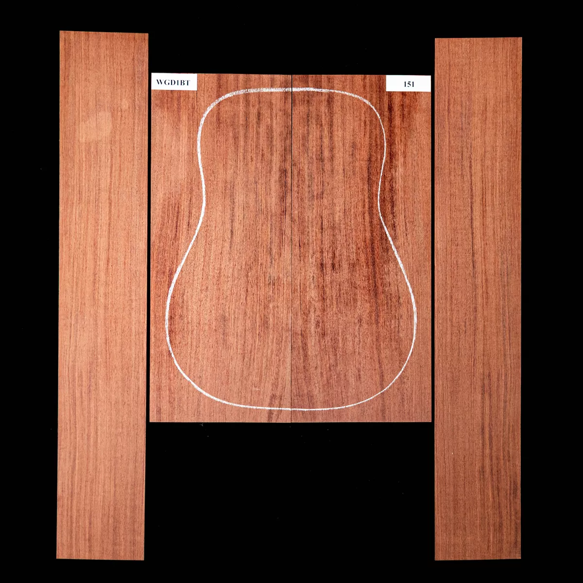 Fond + Paire d’éclisses en bubinga noir - 151 Fond + Paire d’éclisses en bubinga noir - 151