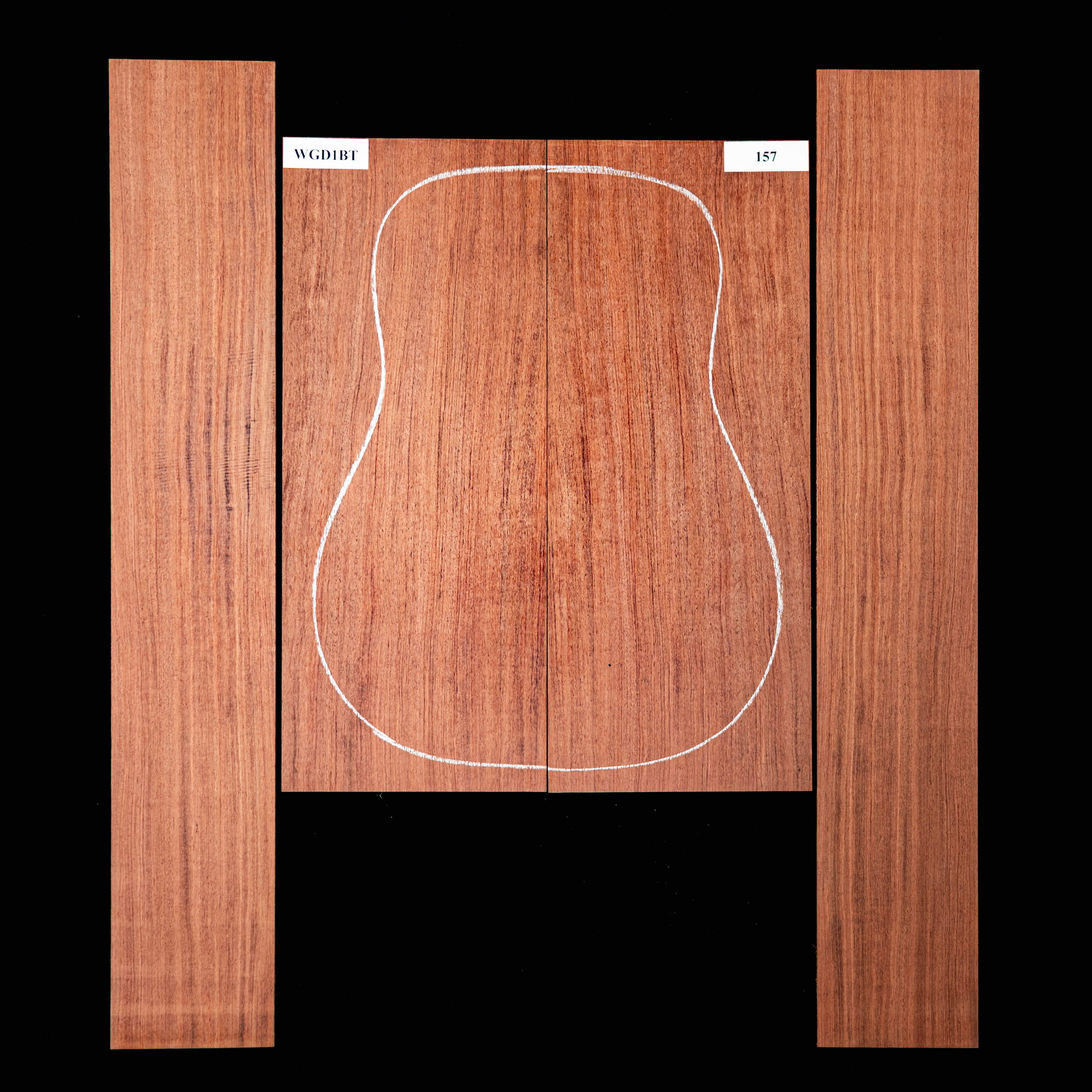 Fond + Paire d’éclisses en bubinga noir - 157 Fond + Paire d’éclisses en bubinga noir - 157