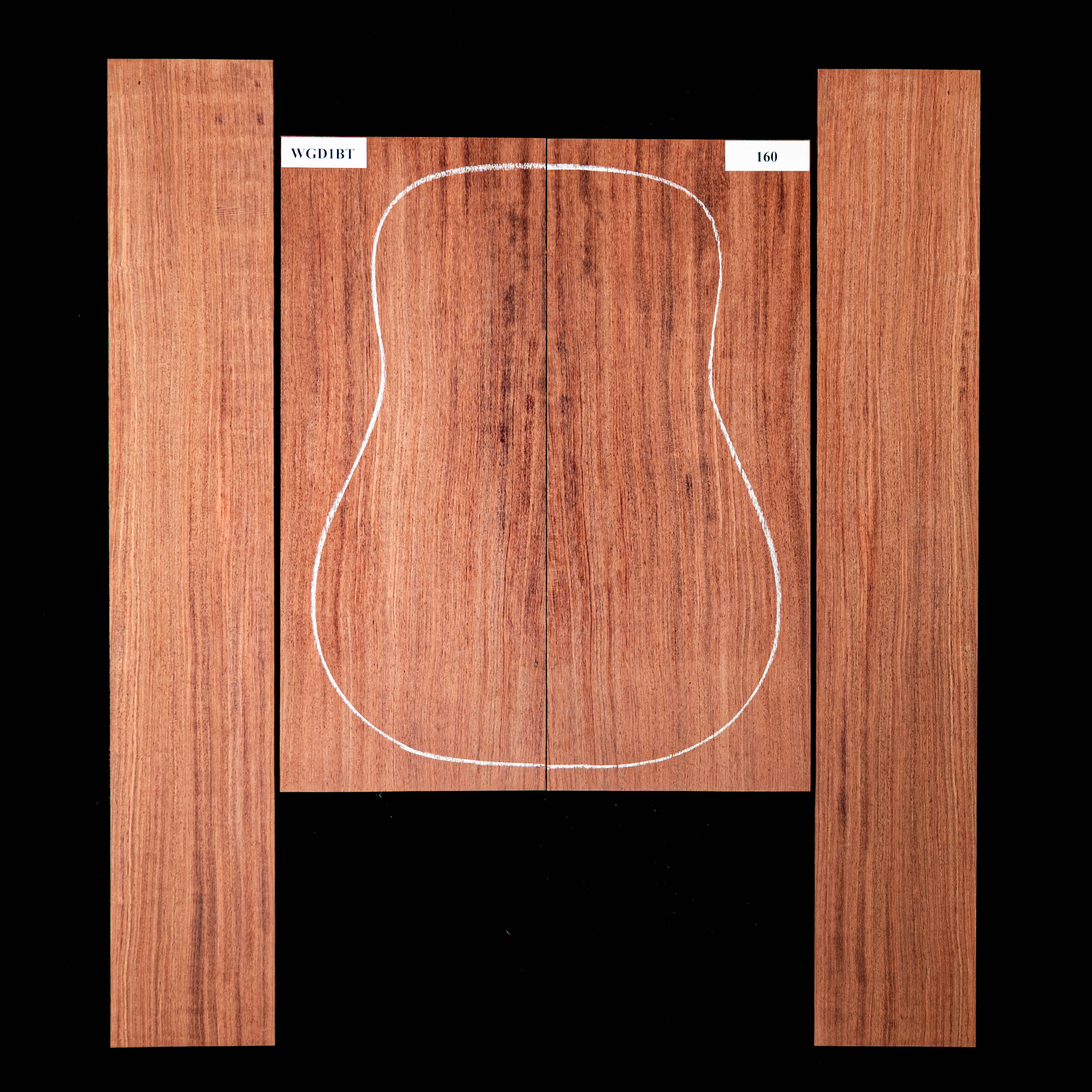 Fond + Paire d’éclisses en bubinga noir - 160