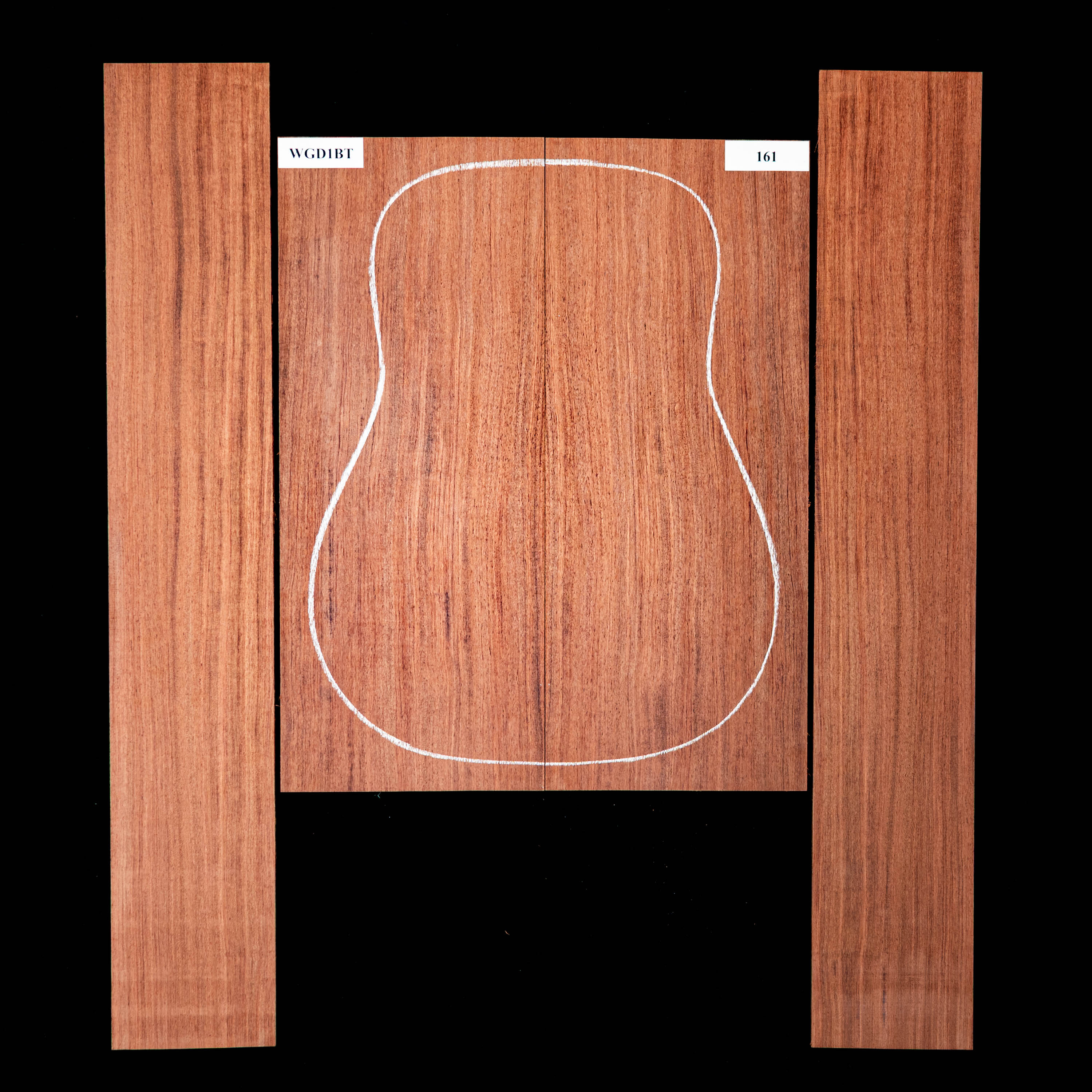 Fond + Paire d’éclisses en bubinga noir - 161 Fond + Paire d’éclisses en bubinga noir - 161