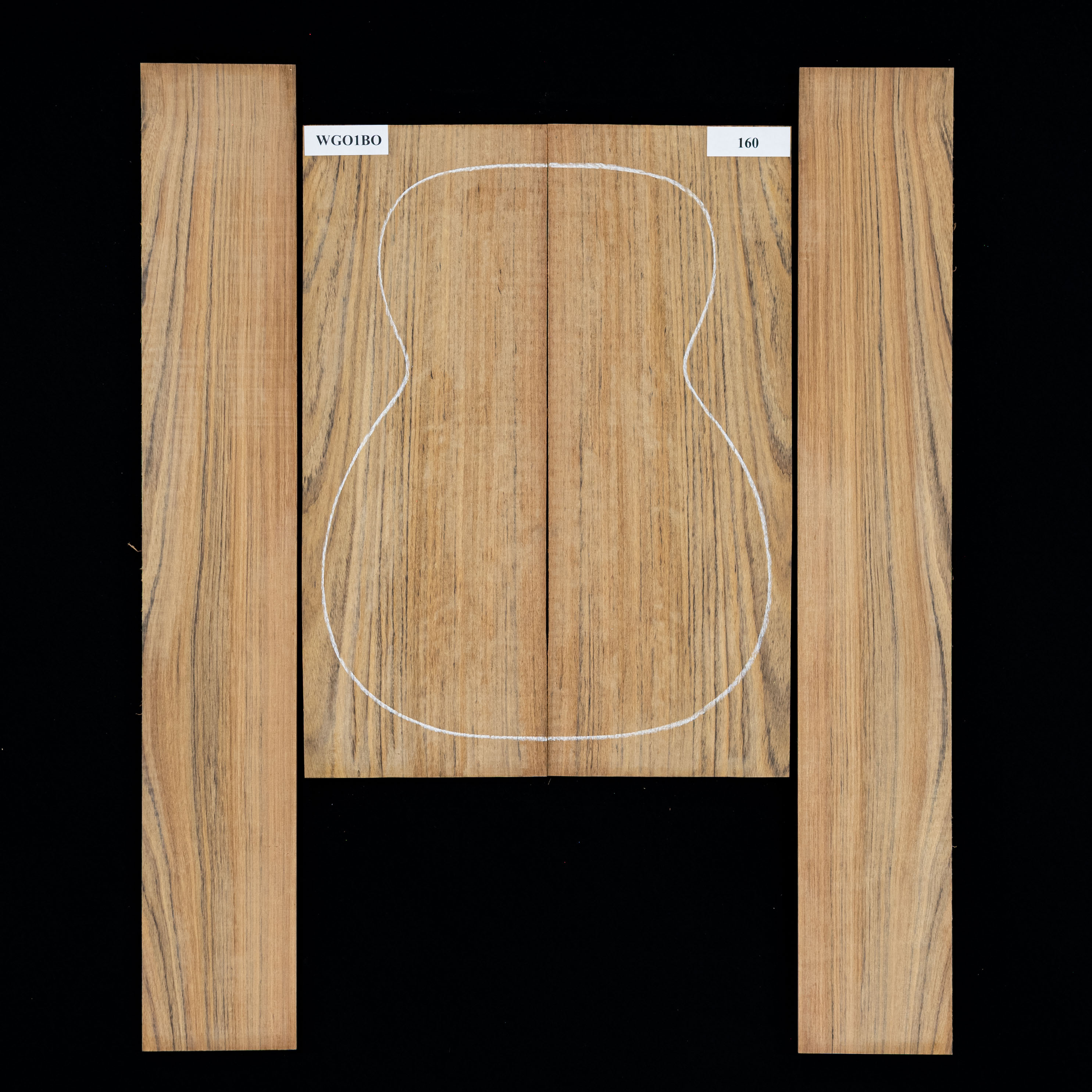 Fond + Paire d’éclisses en Ovangkol (Amazoué) - 160 Fond + Paire d’éclisses en Ovangkol (Amazoué) - 160